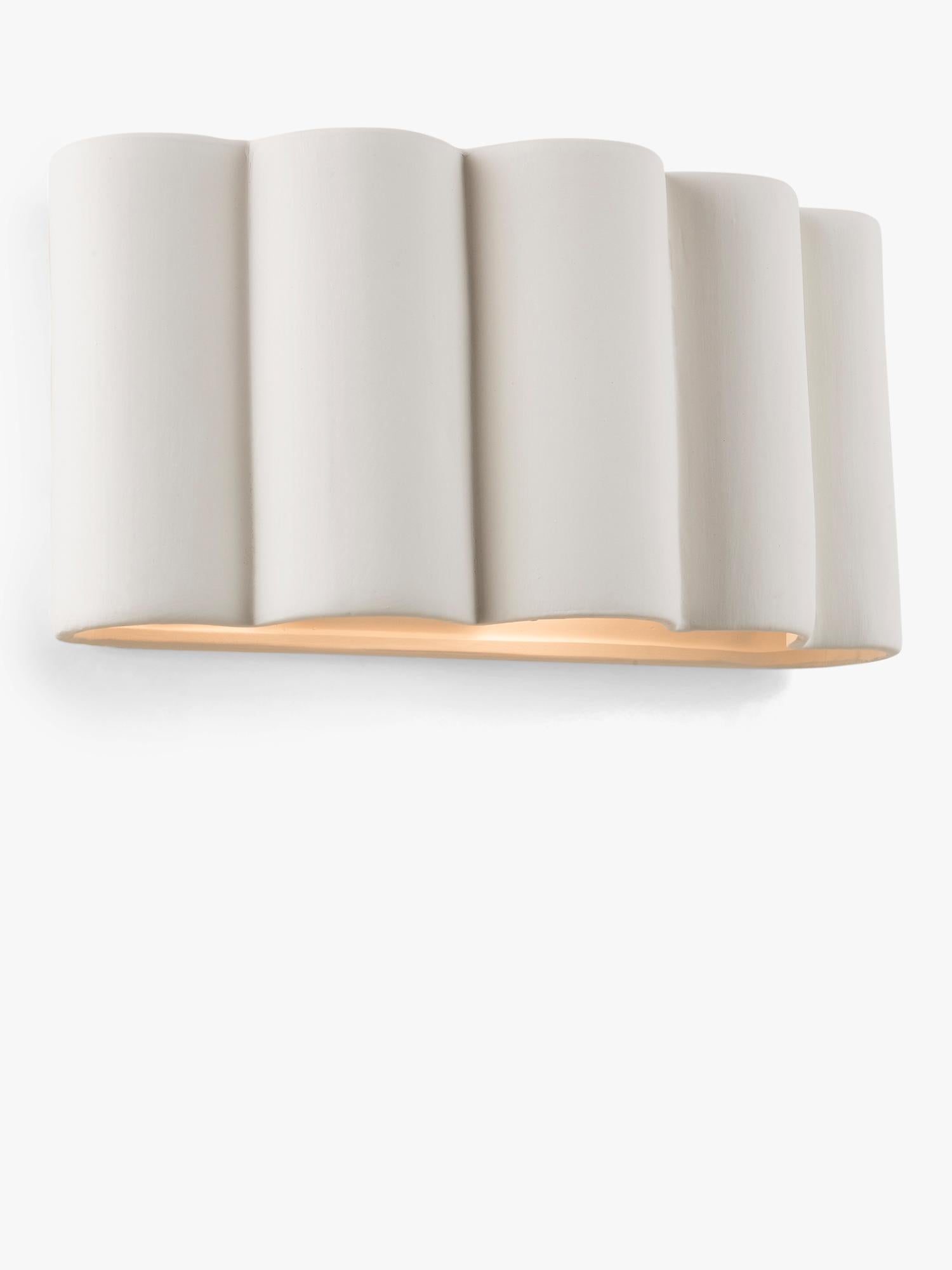 John Lewis ceramic fluted wall light, white (British brand)