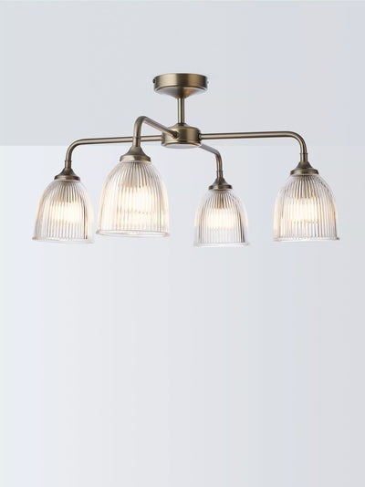 John Lewis John Lewis Saltern Glass 4 Arm Semi Flush Ceiling Light, Pewter- Buy online at McGrocer