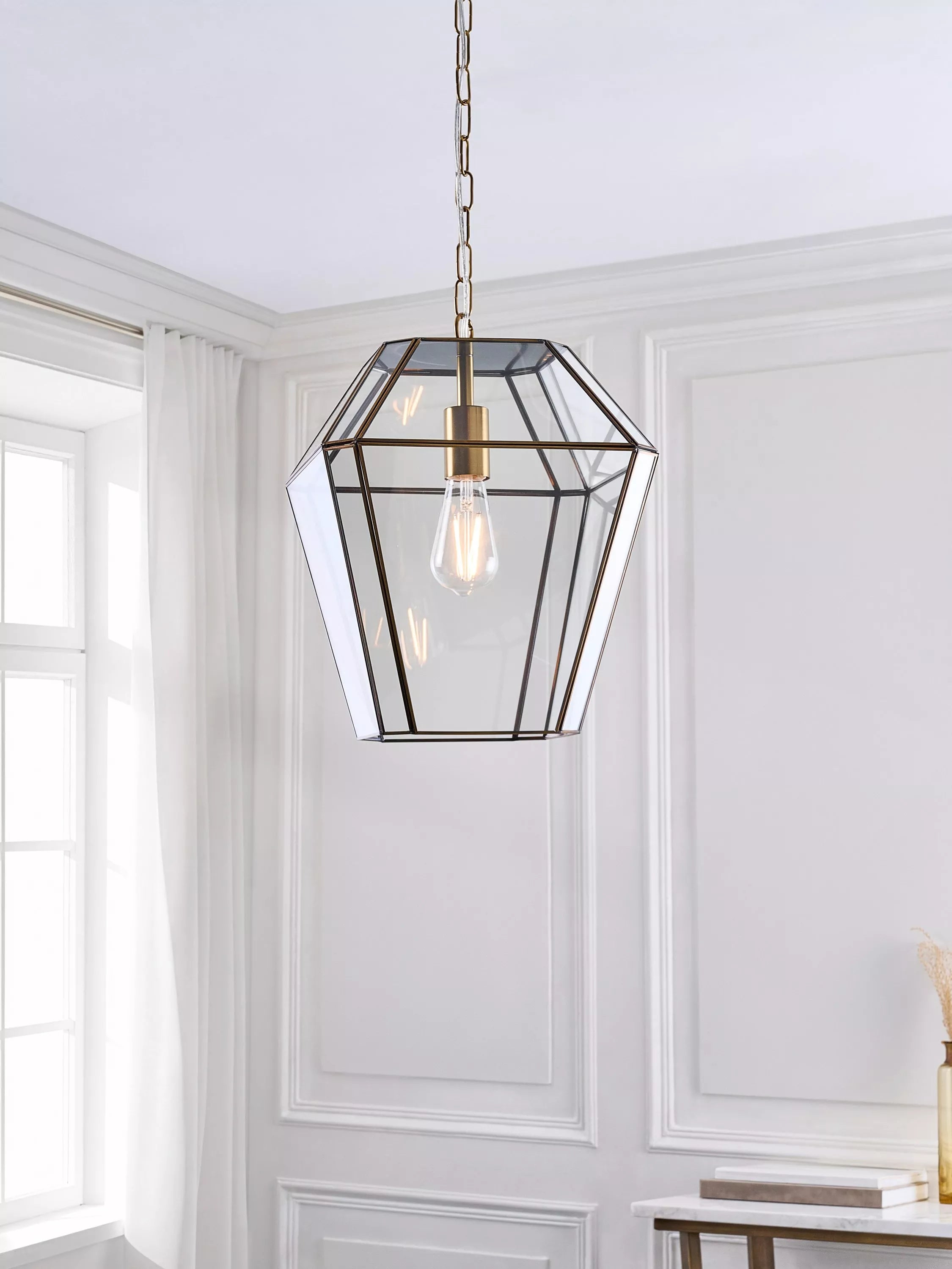 John Lewis lantern pendant ceiling light antique brass imported from the UK