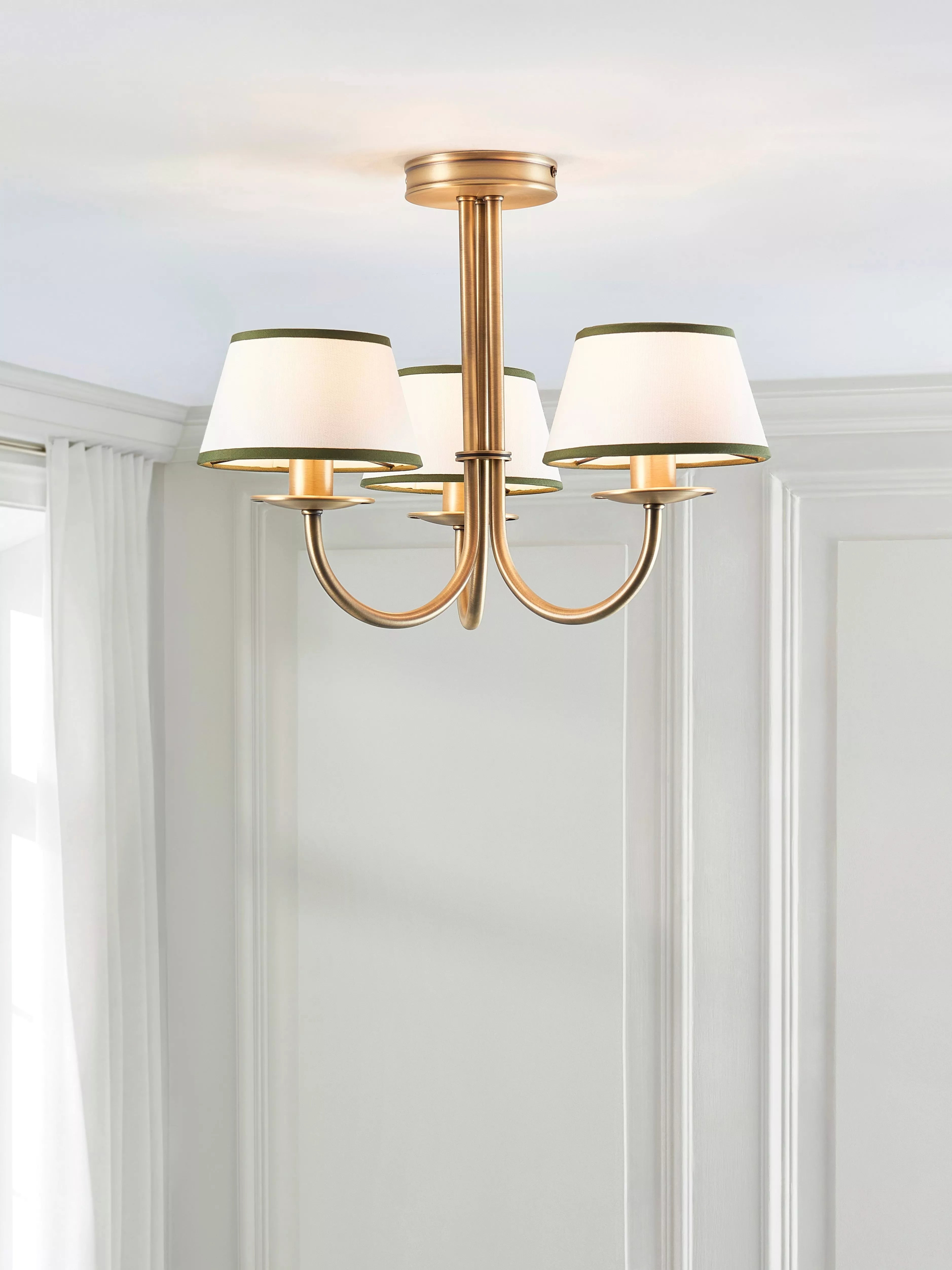 John Lewis Trevelyan ceiling light antique brass and avocado (British brand)