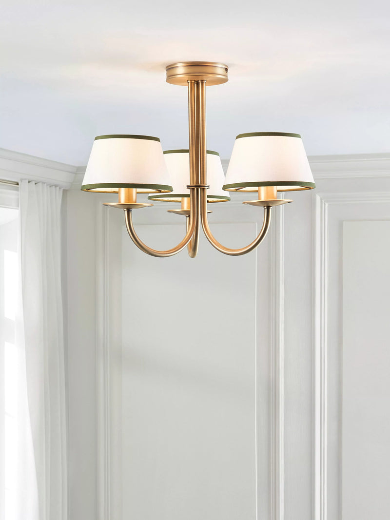 John Lewis Trevelyan ceiling light antique brass and avocado (British brand)