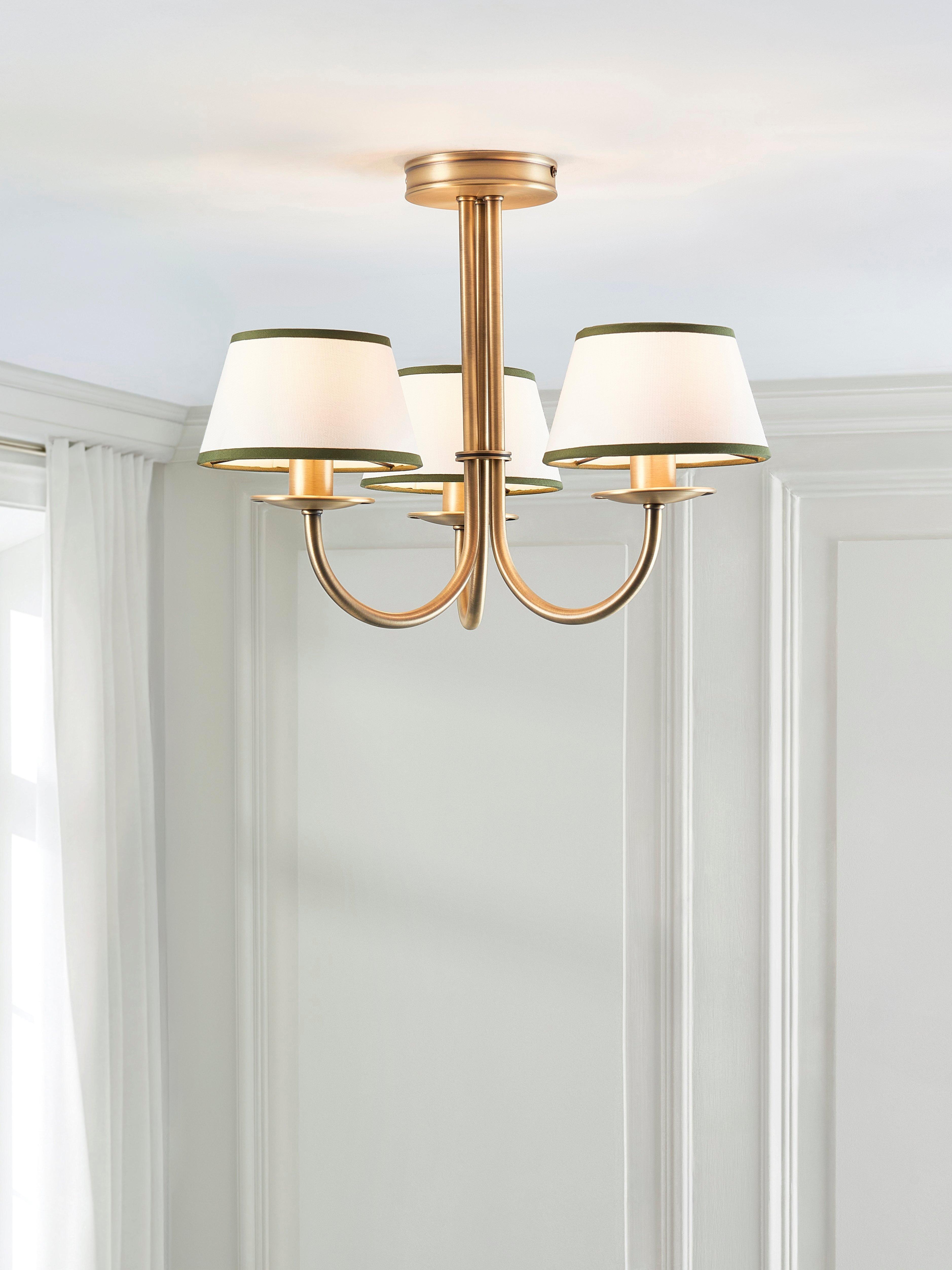 John Lewis Trevelyan ceiling light antique brass and avocado (British brand)
