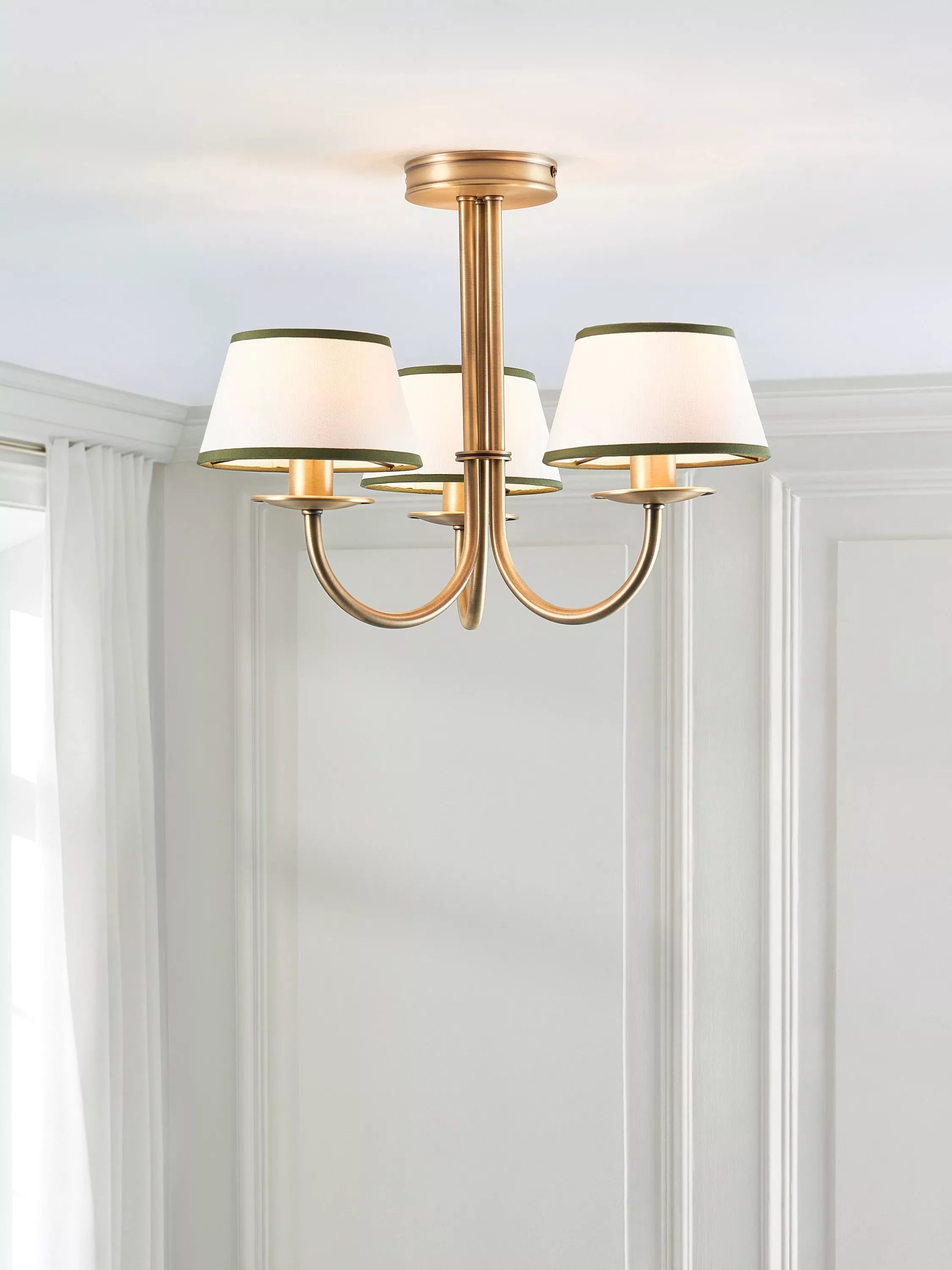 John Lewis Trevelyan ceiling light antique brass and avocado (British brand)