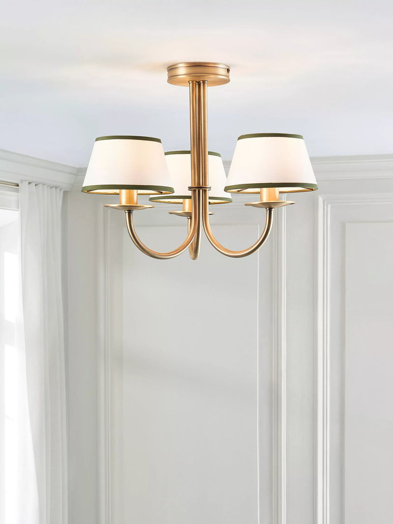 John Lewis Trevelyan ceiling light antique brass and avocado (British brand)