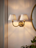 John Lewis double arm wall light aged brass, imported from the UK