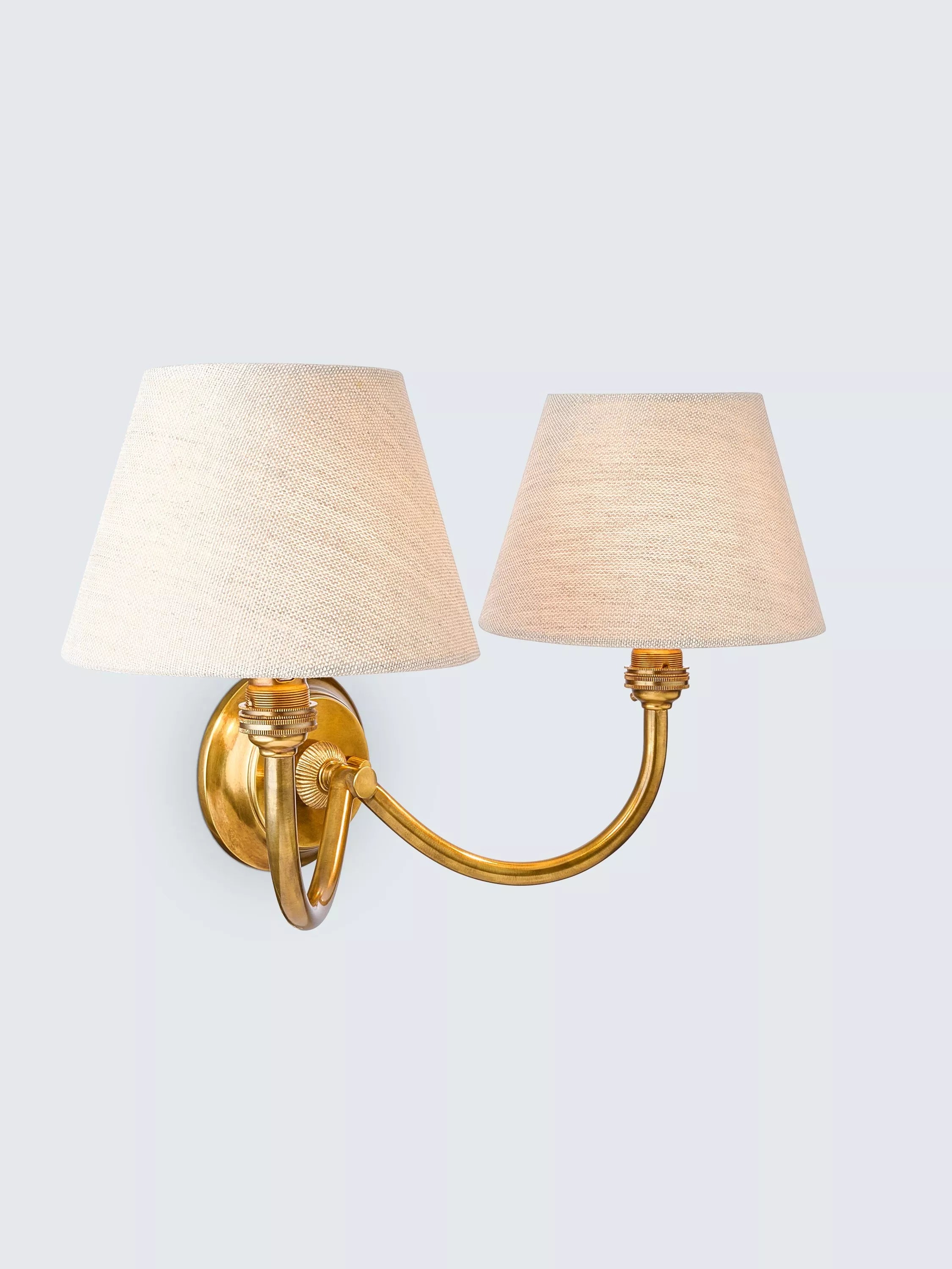 John Lewis double arm wall light aged brass, imported from the UK