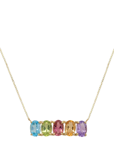 John Lewis E.W Adams 9ct Yellow Gold 5 Oval Stone Necklace- Buy online at McGrocer
