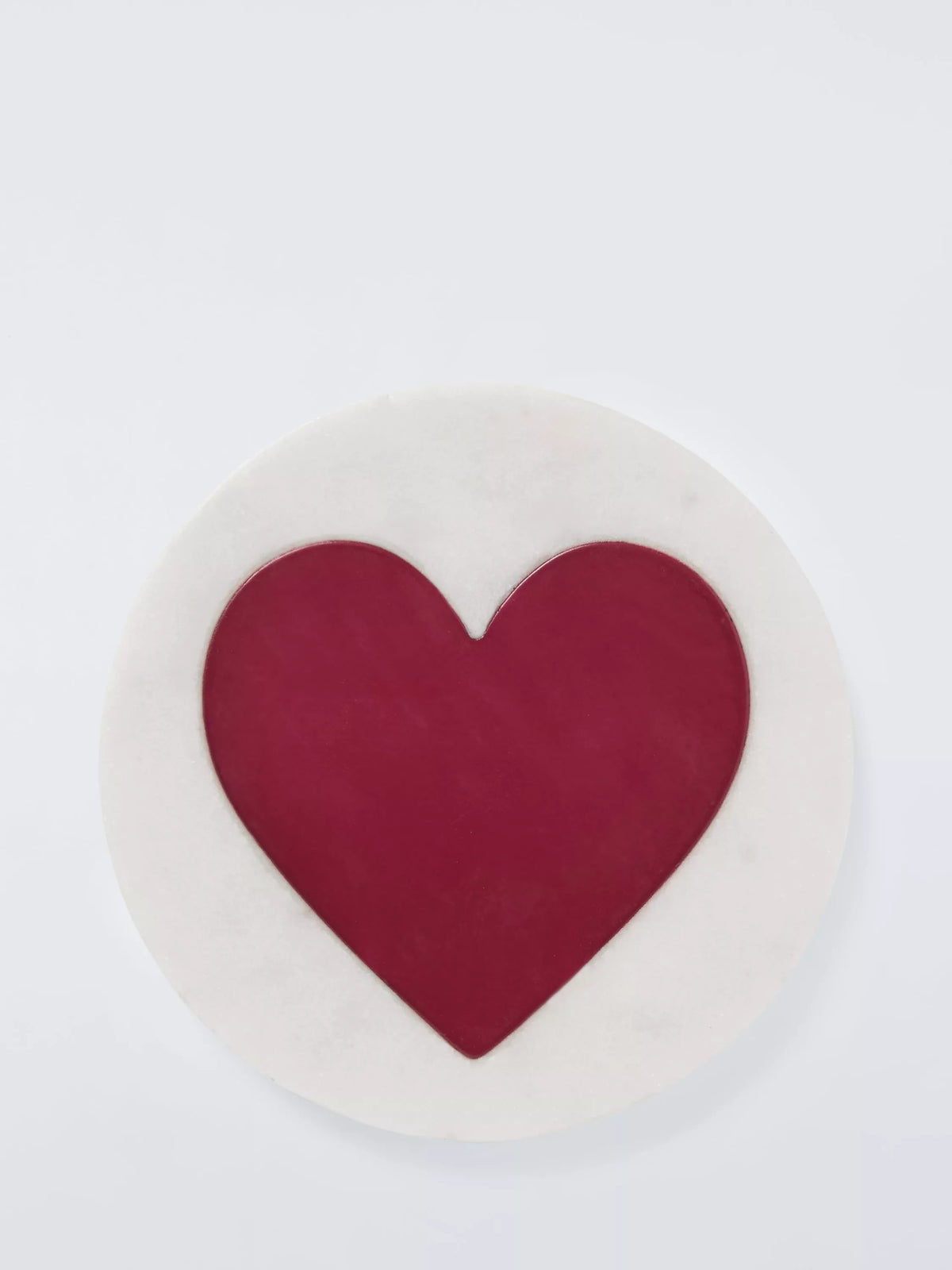John Lewis white marble red heart round coaster - British product