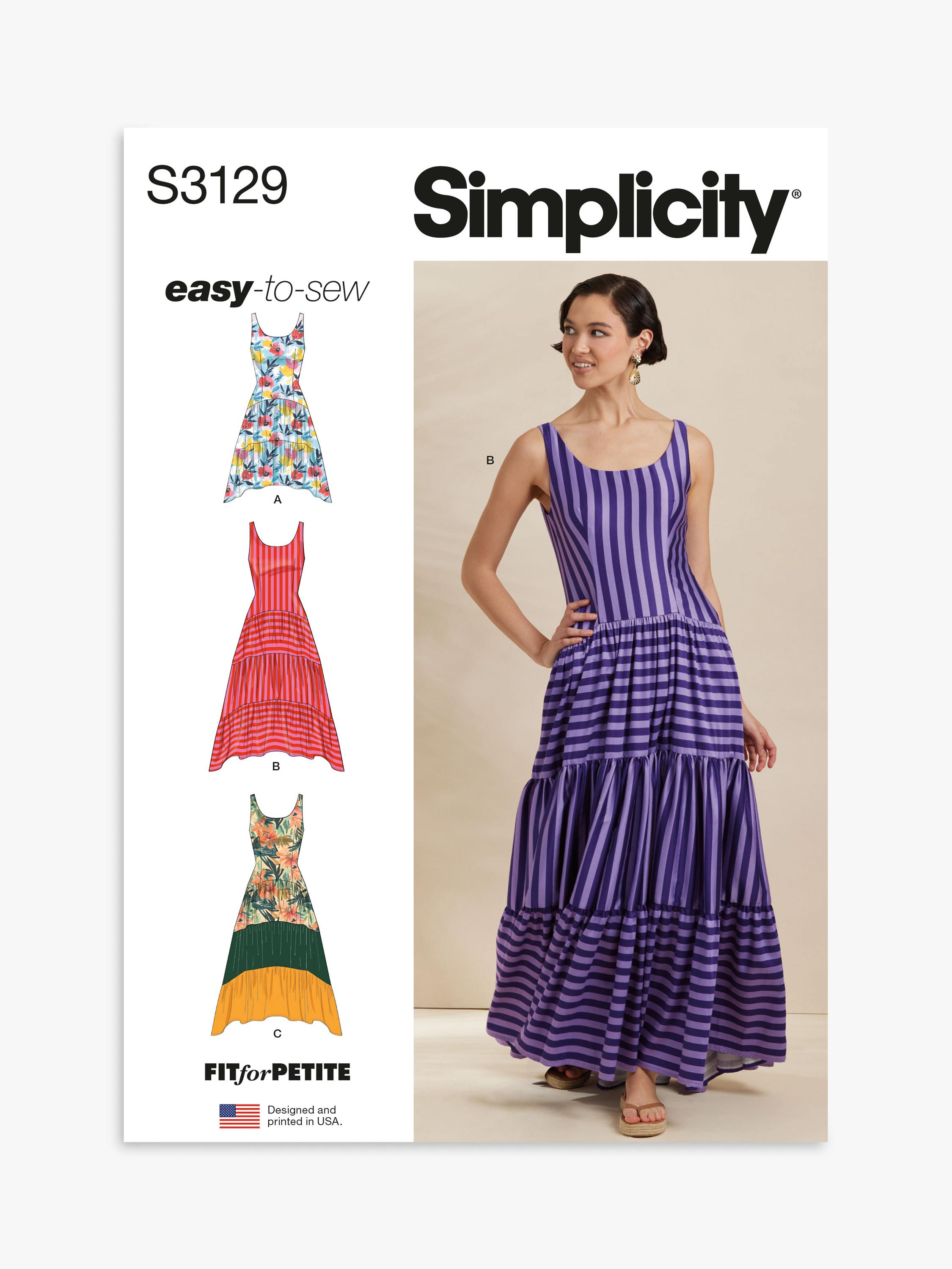 Simplicity sewing pattern S3129 petite tank dress, UK version