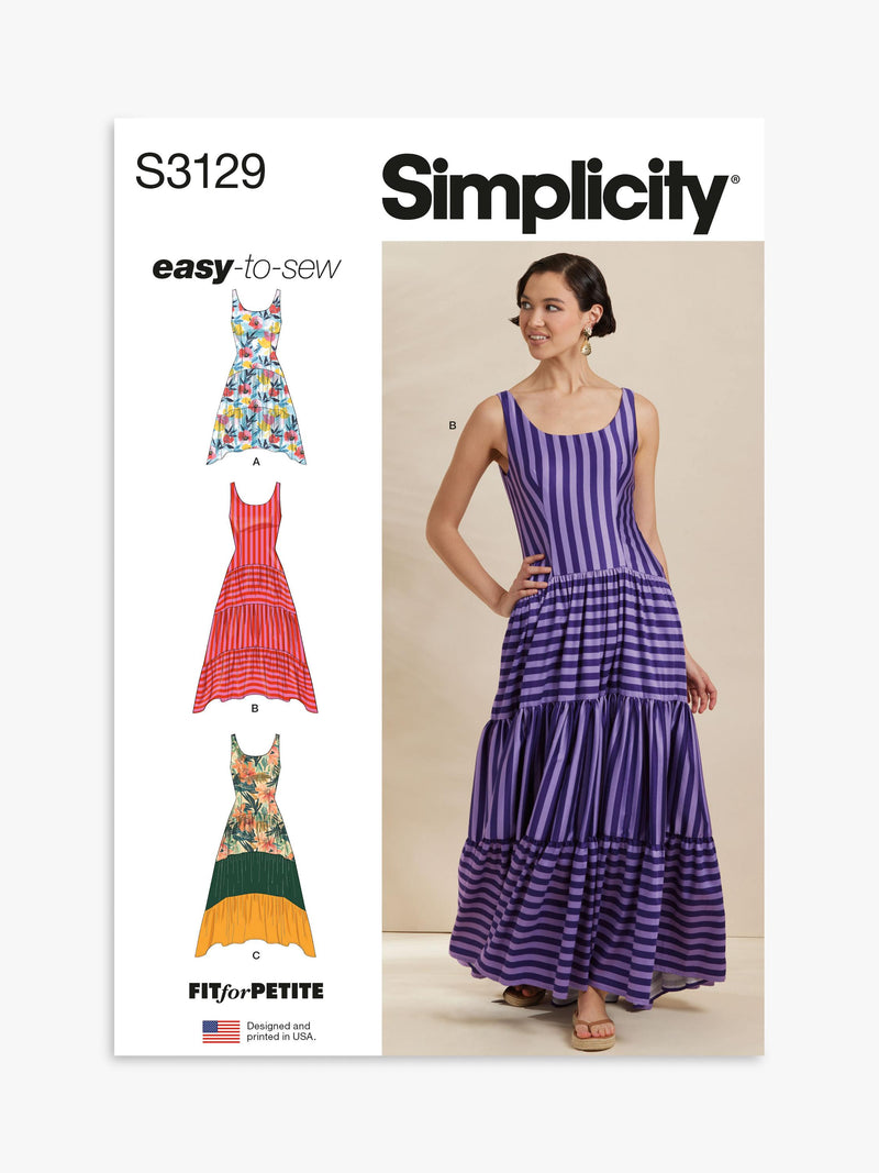 Simplicity sewing pattern S3129 petite tank dress, UK version