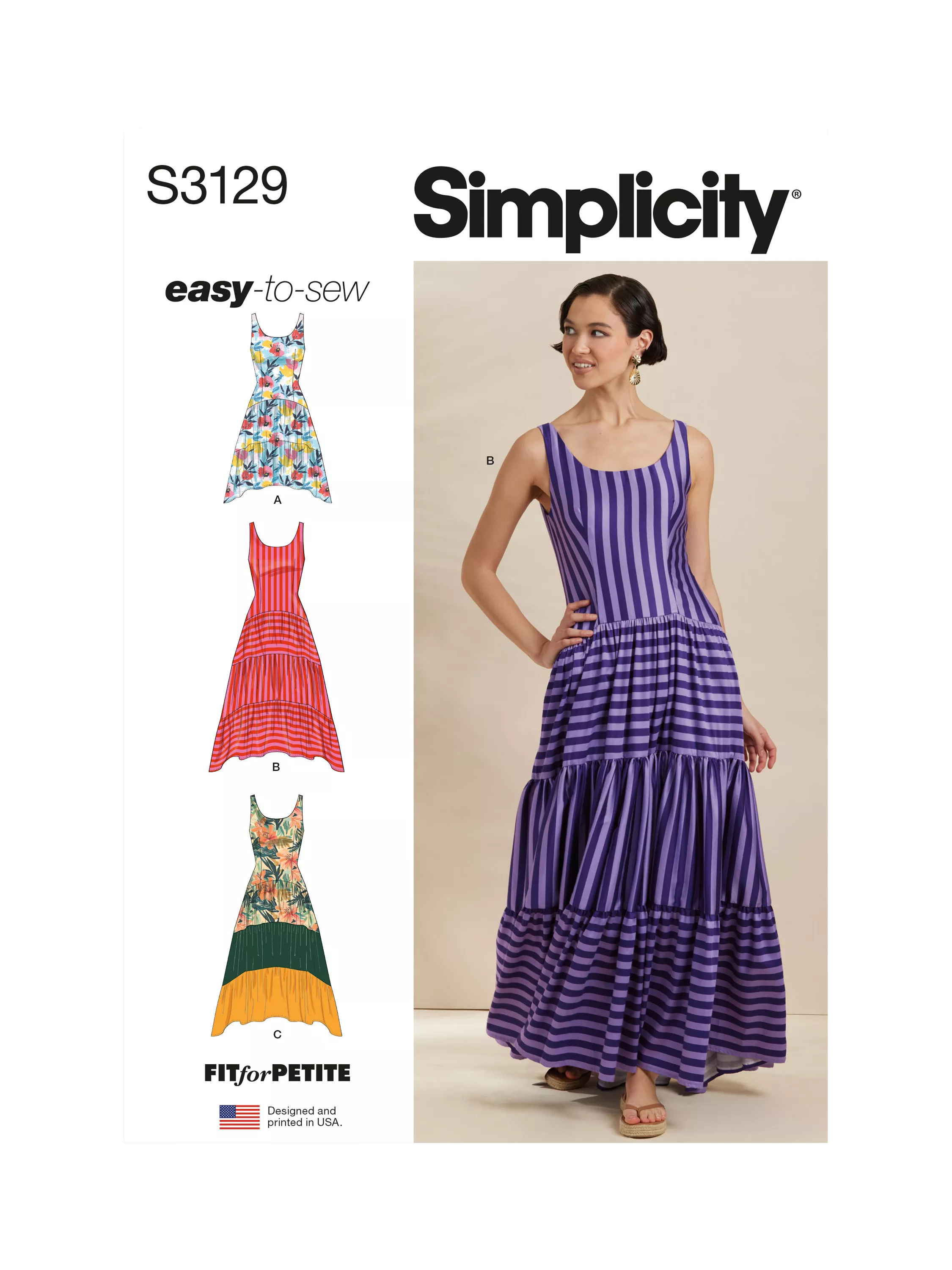 Simplicity Misses' Tank Dresses with Petite Lines Sewing Pattern, S3129, R5