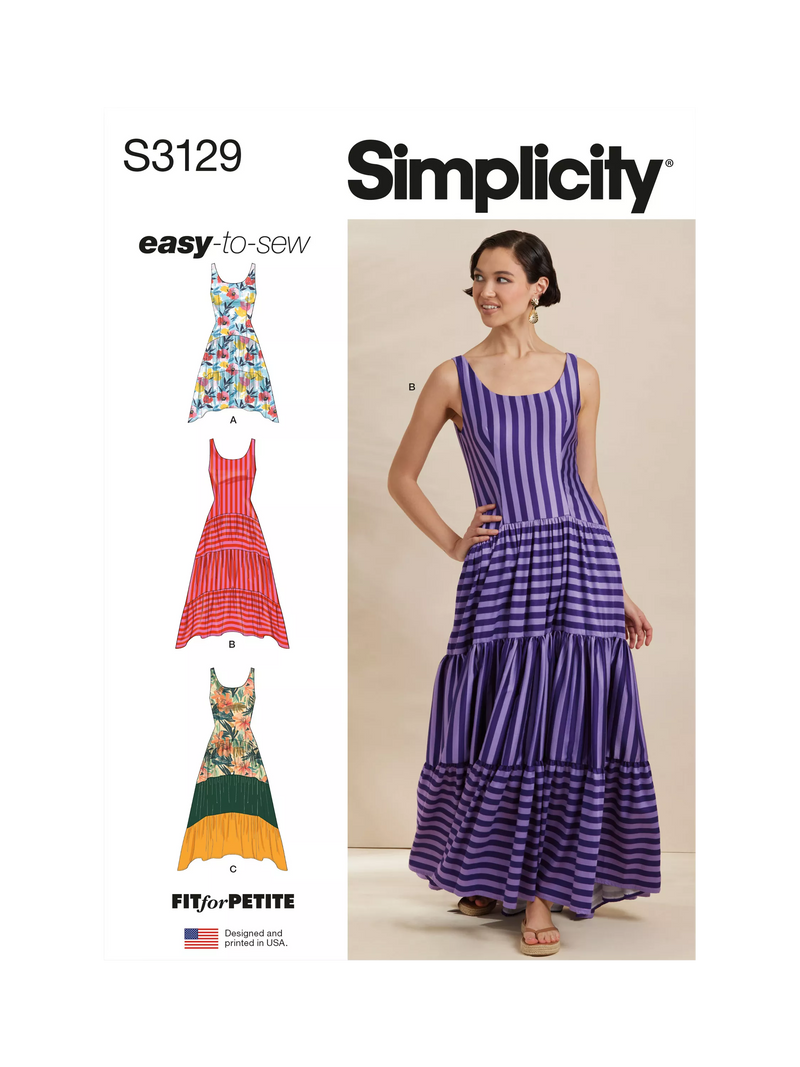 Simplicity Misses' Tank Dresses with Petite Lines Sewing Pattern, S3129, R5