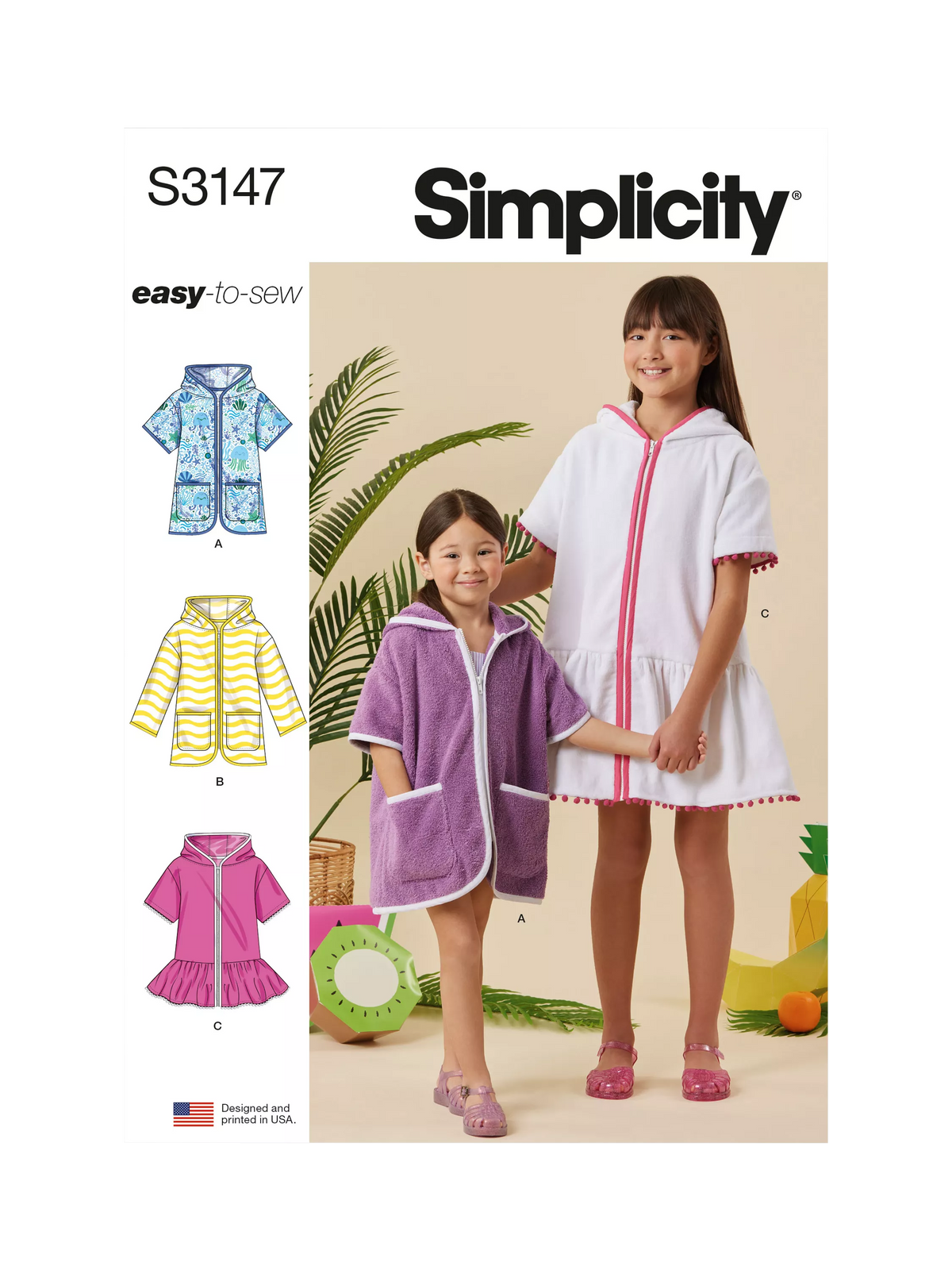 Simplicity S3147 hooded cover up sewing pattern (British brand)