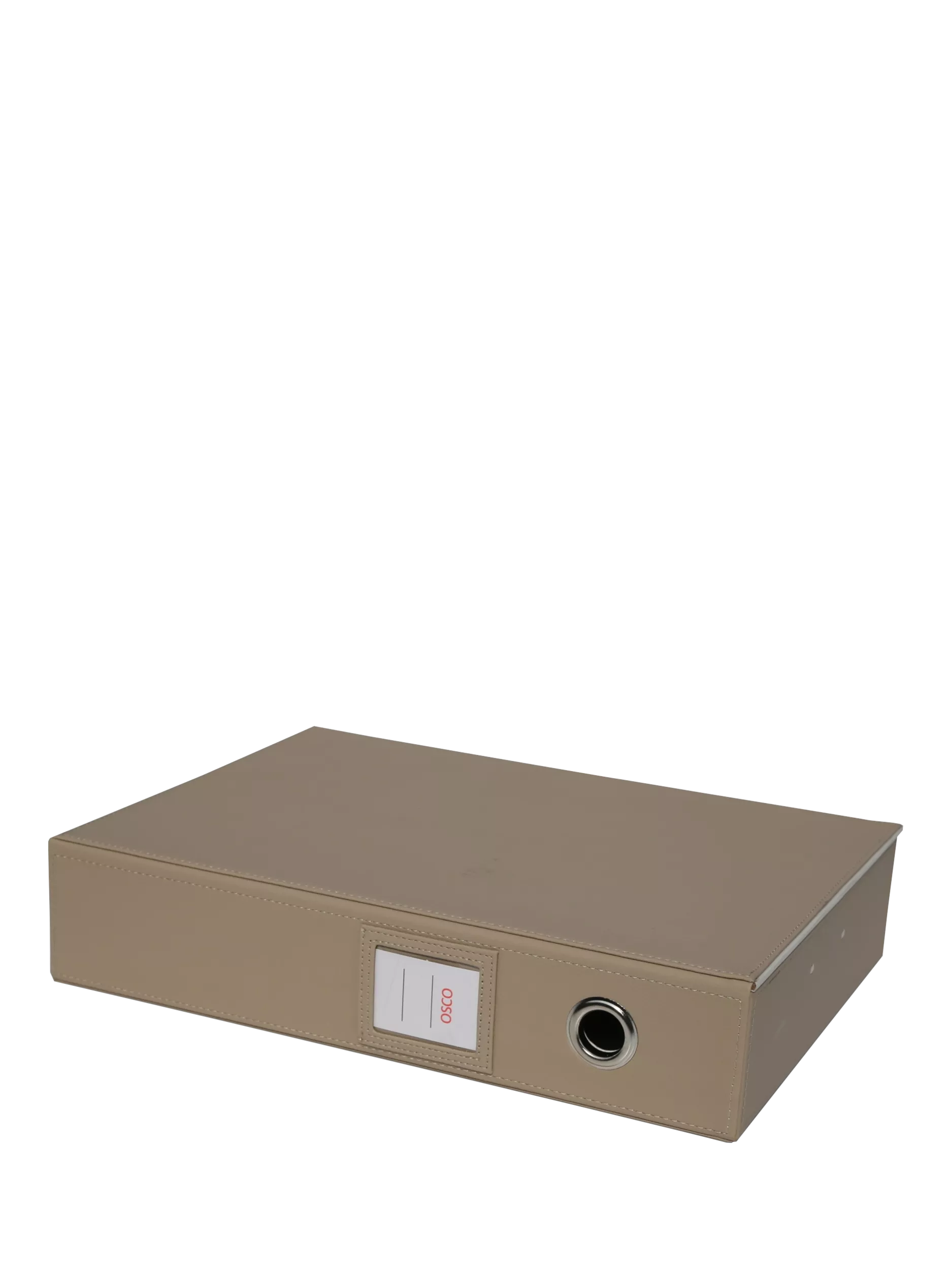 Osco faux leather box file light taupe, UK version