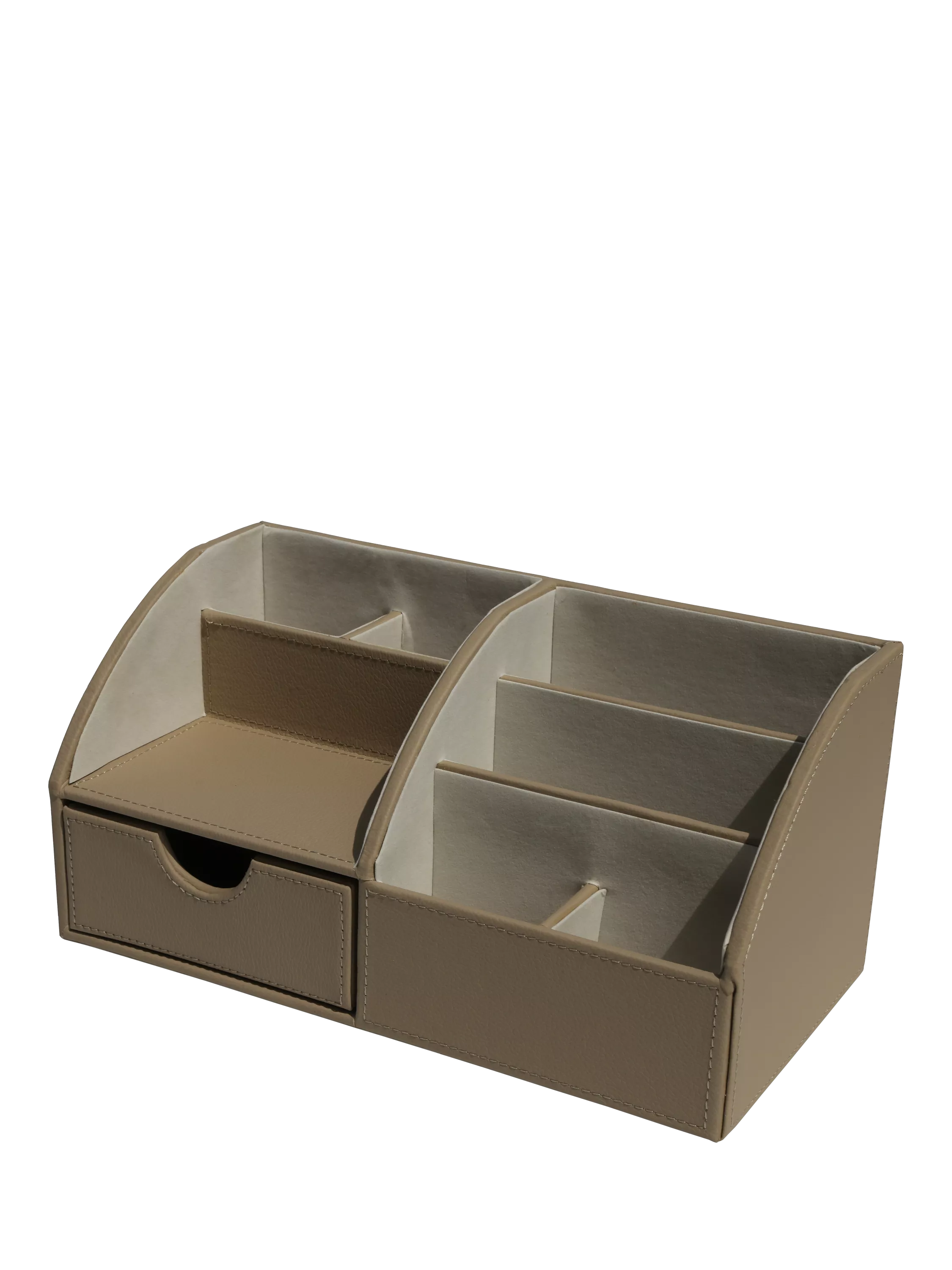 Osco faux leather desk organiser in light taupe (British brand)