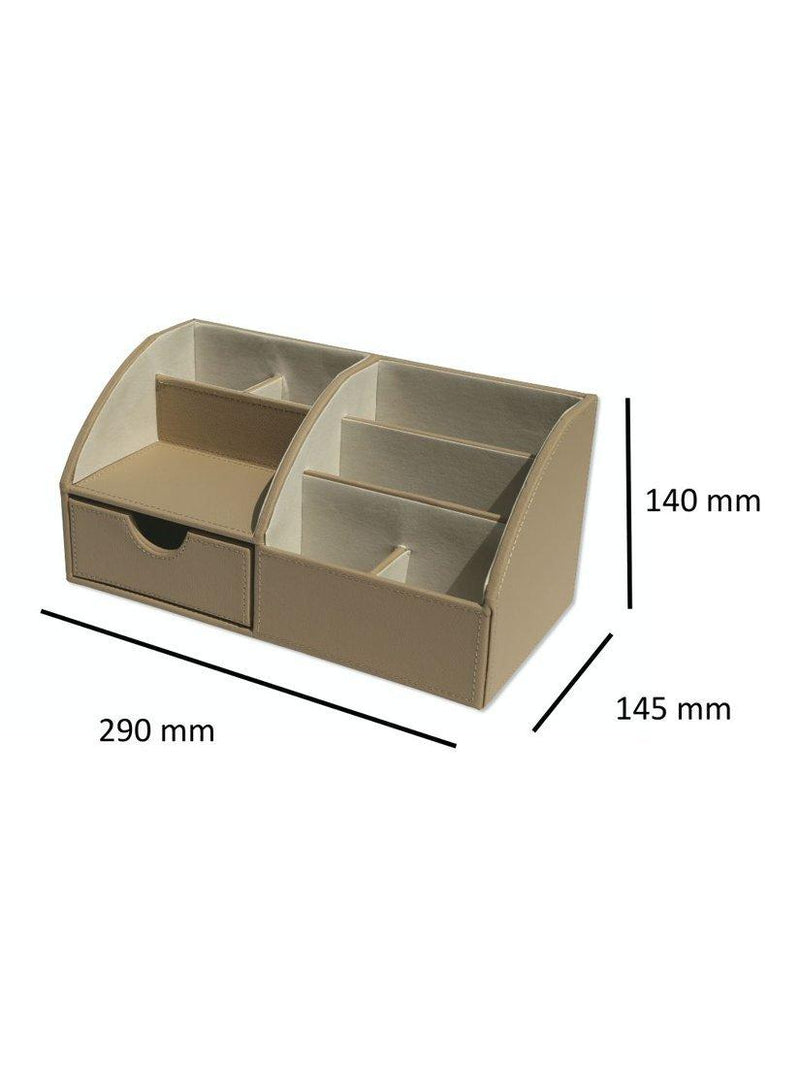 Osco faux leather desk organiser in light taupe (British brand)