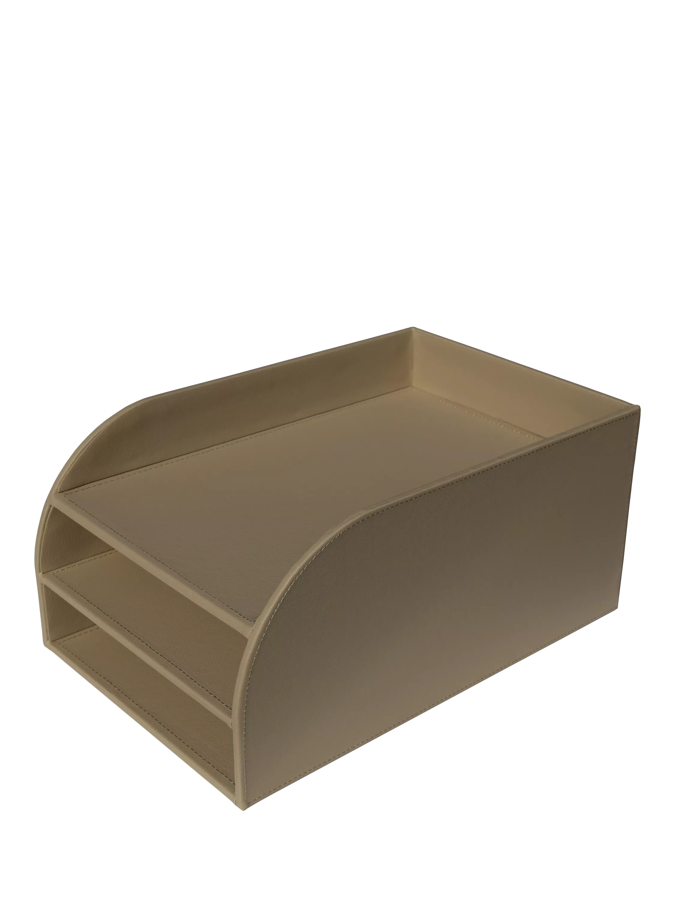 Osco faux leather 3-tier letter tray light taupe, UK version