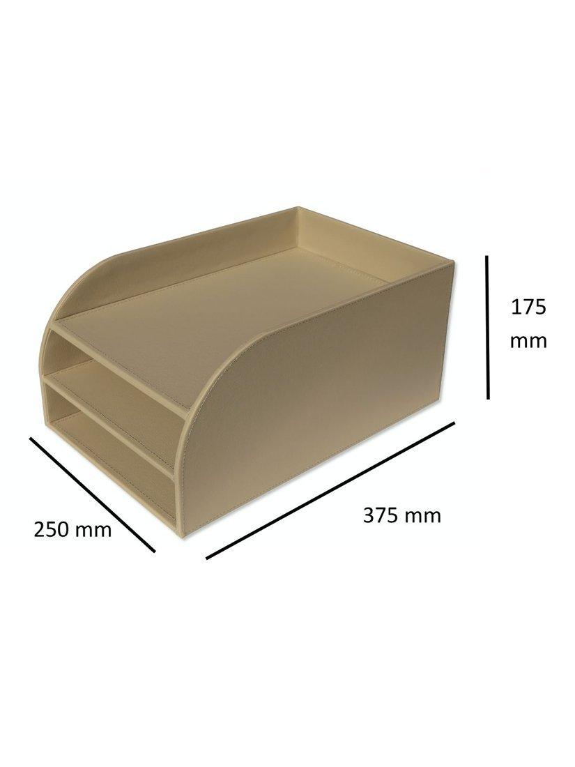Osco faux leather 3-tier letter tray light taupe, UK version
