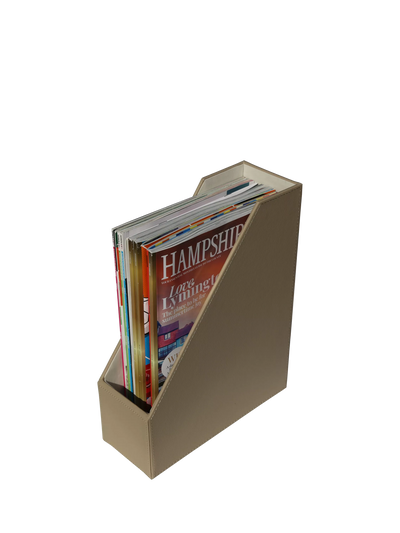 John Lewis Osco Faux Leather Magazine Holder Light Taupe- Buy online at McGrocer
