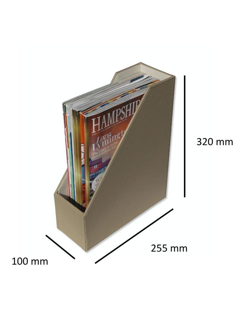 Osco faux leather light taupe magazine holder, UK version