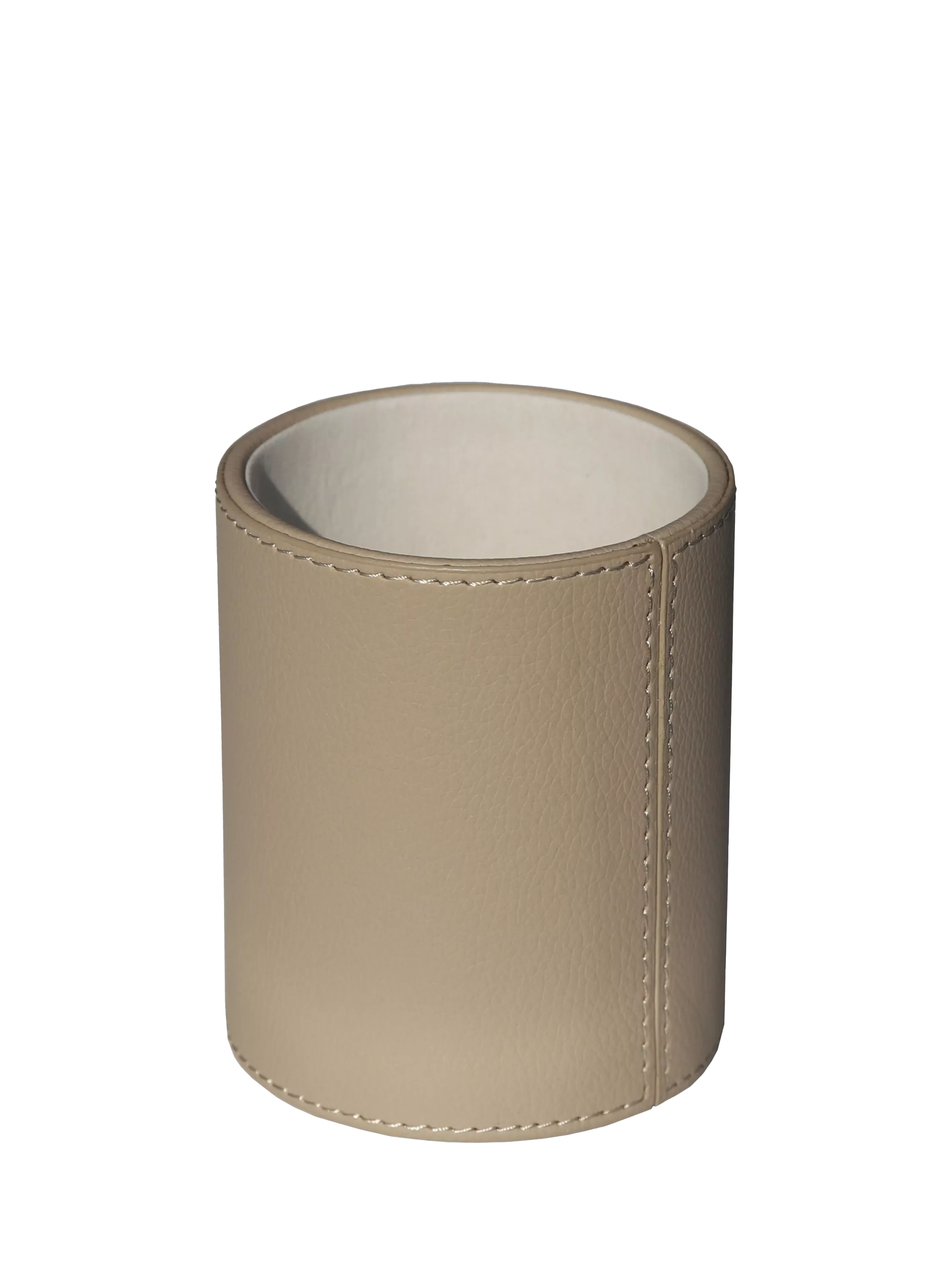 Osco faux leather pen pot in light taupe (British brand)
