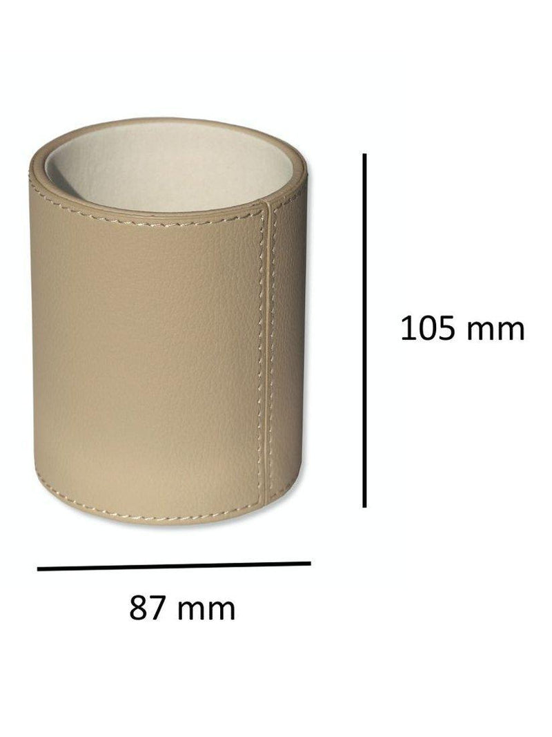 Osco faux leather pen pot in light taupe (British brand)