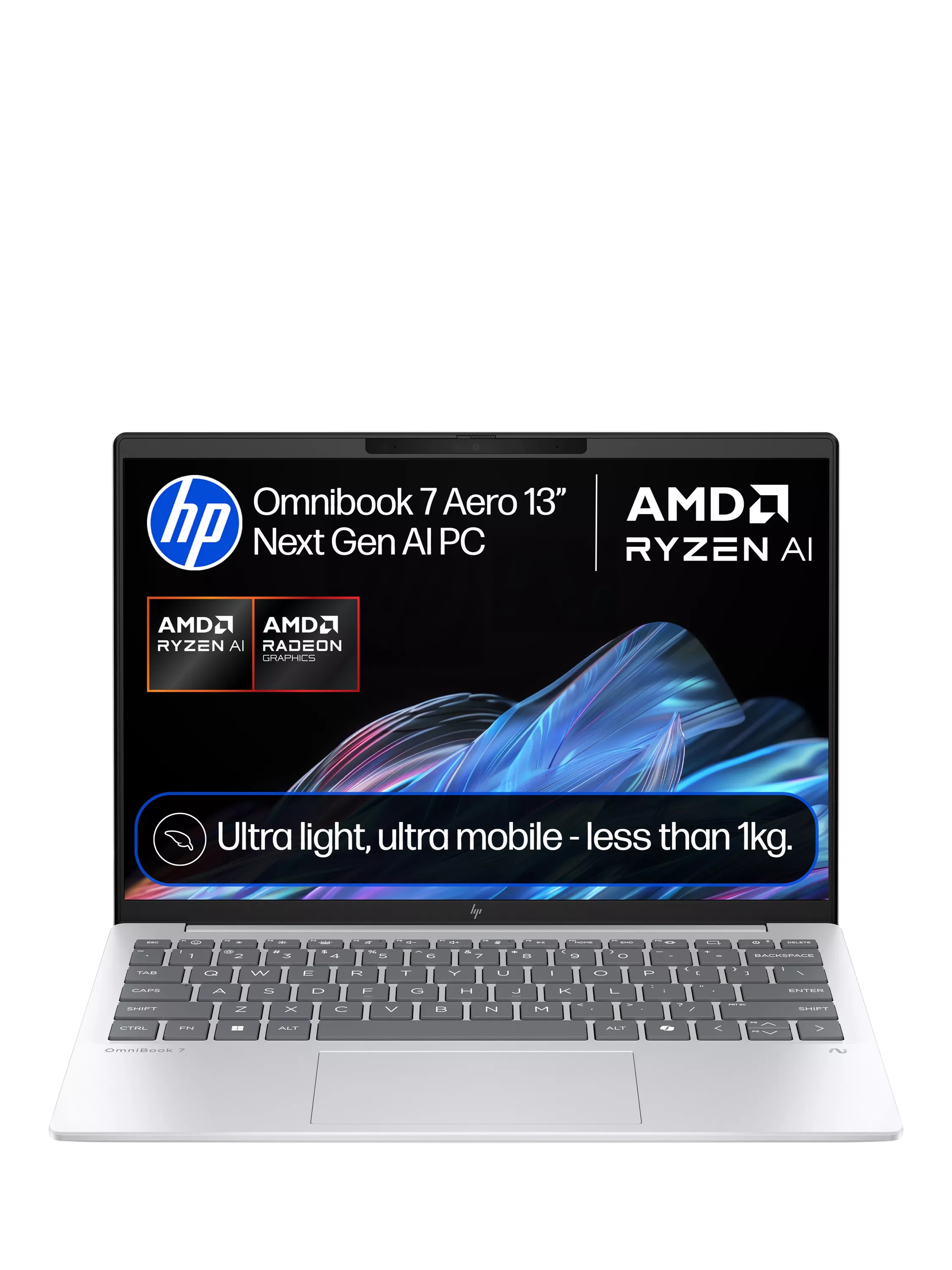 HP OmniBook 7 Aero laptop in Glacier Silver - British product