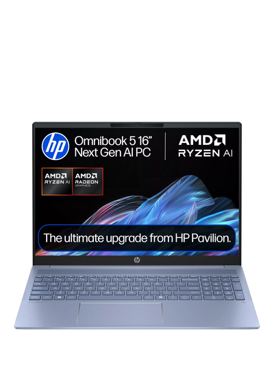John Lewis HP OmniBook 5 Laptop, AMD Ryzen AI 5 Processor, 16GB RAM, 1TB SSD, 16 2K, Sky Blue- Buy online at McGrocer