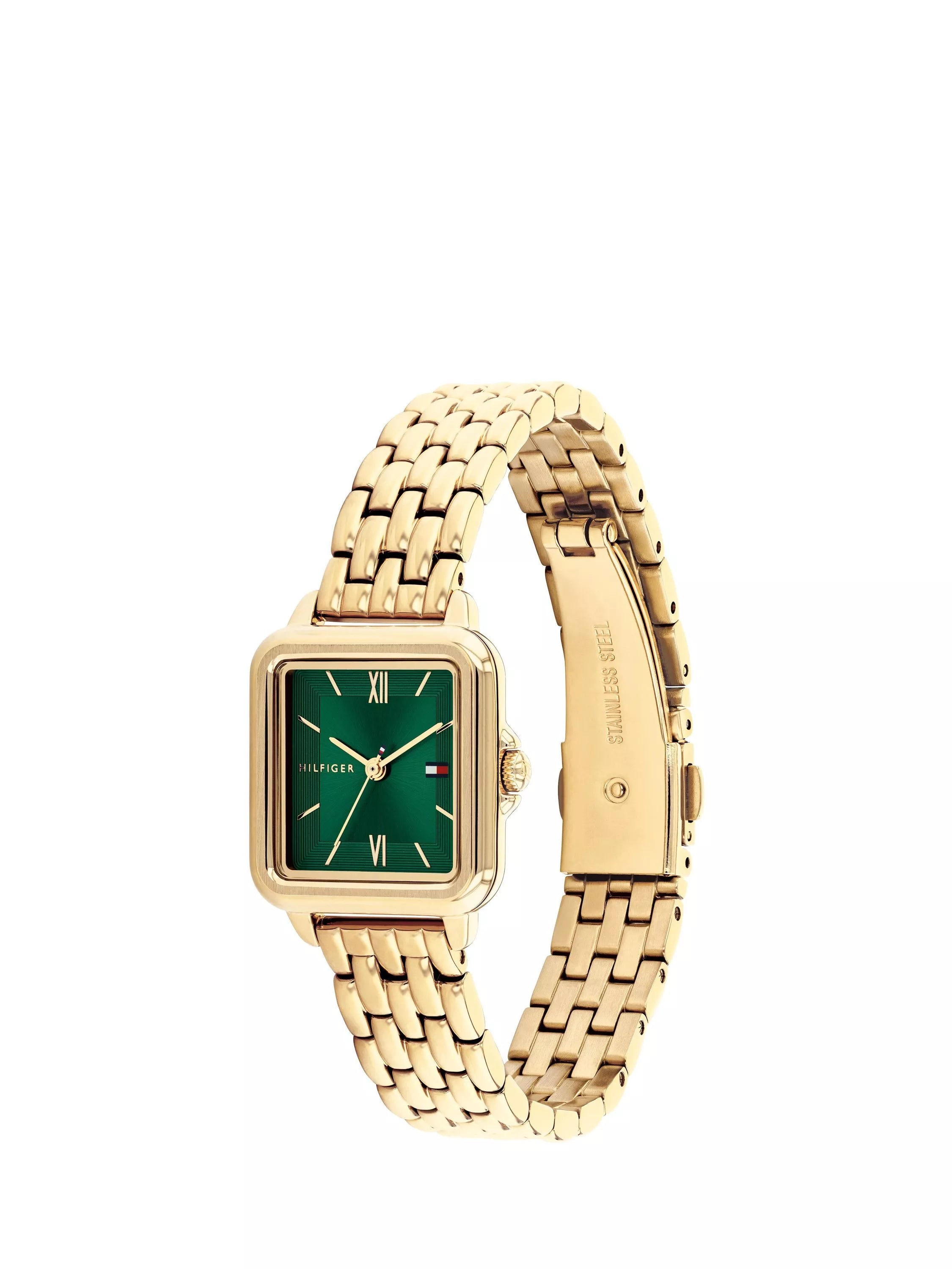 Tommy Hilfiger women's gold bracelet watch emerald dial - British product