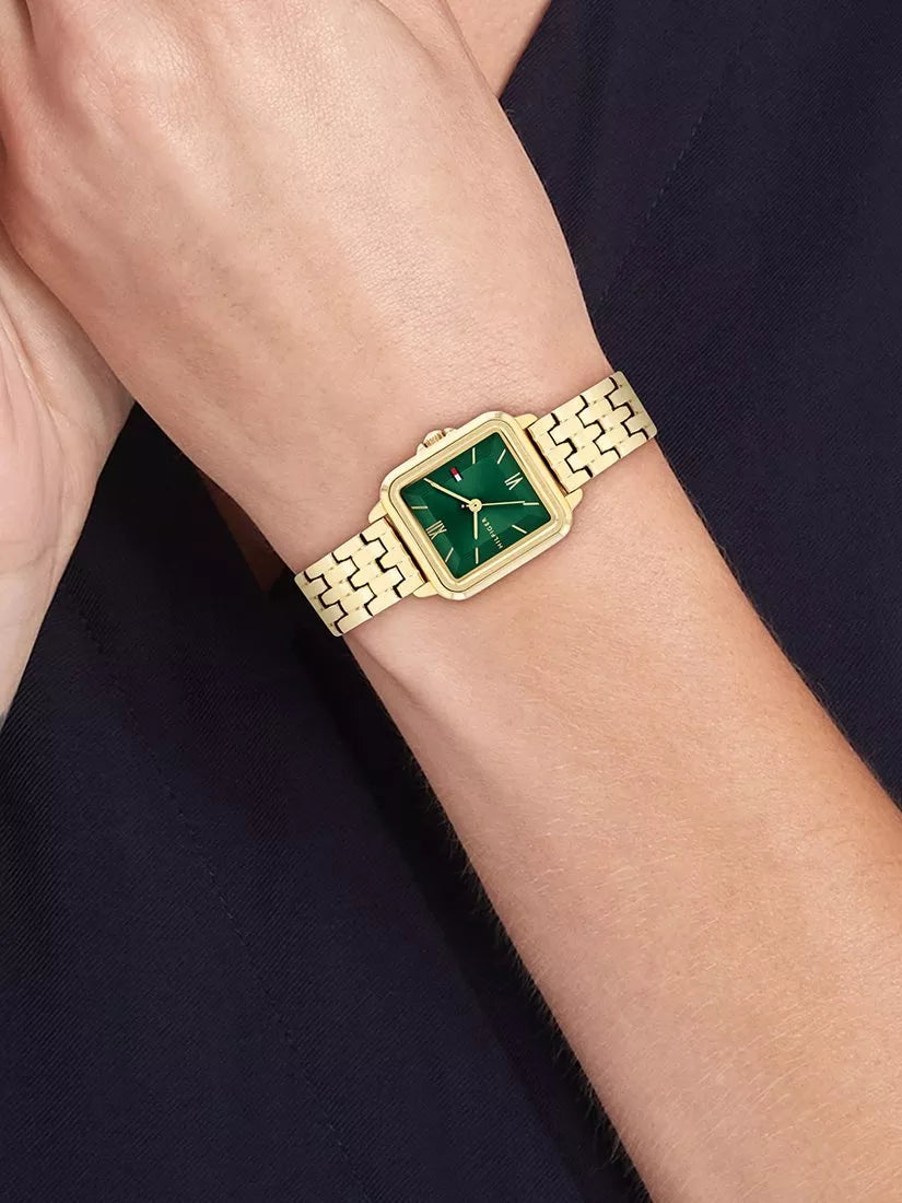 Tommy Hilfiger women's gold bracelet watch emerald dial - British product