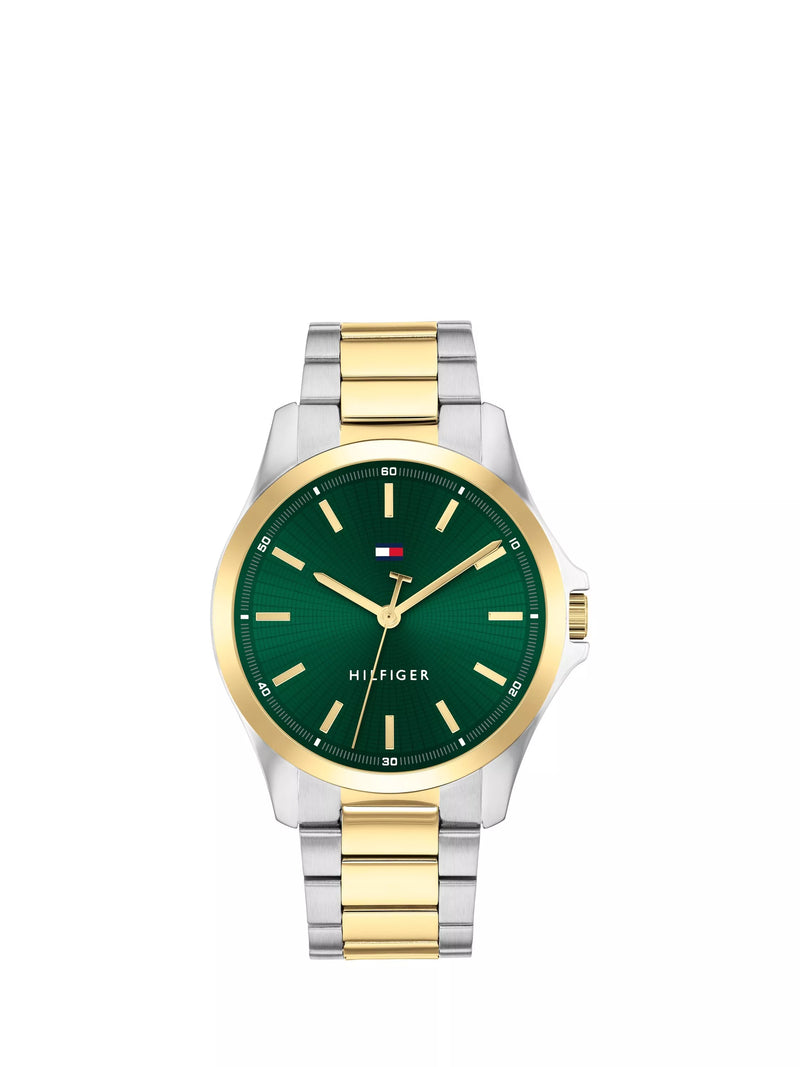 Tommy Hilfiger two-tone bracelet watch with emerald dial (British brand)