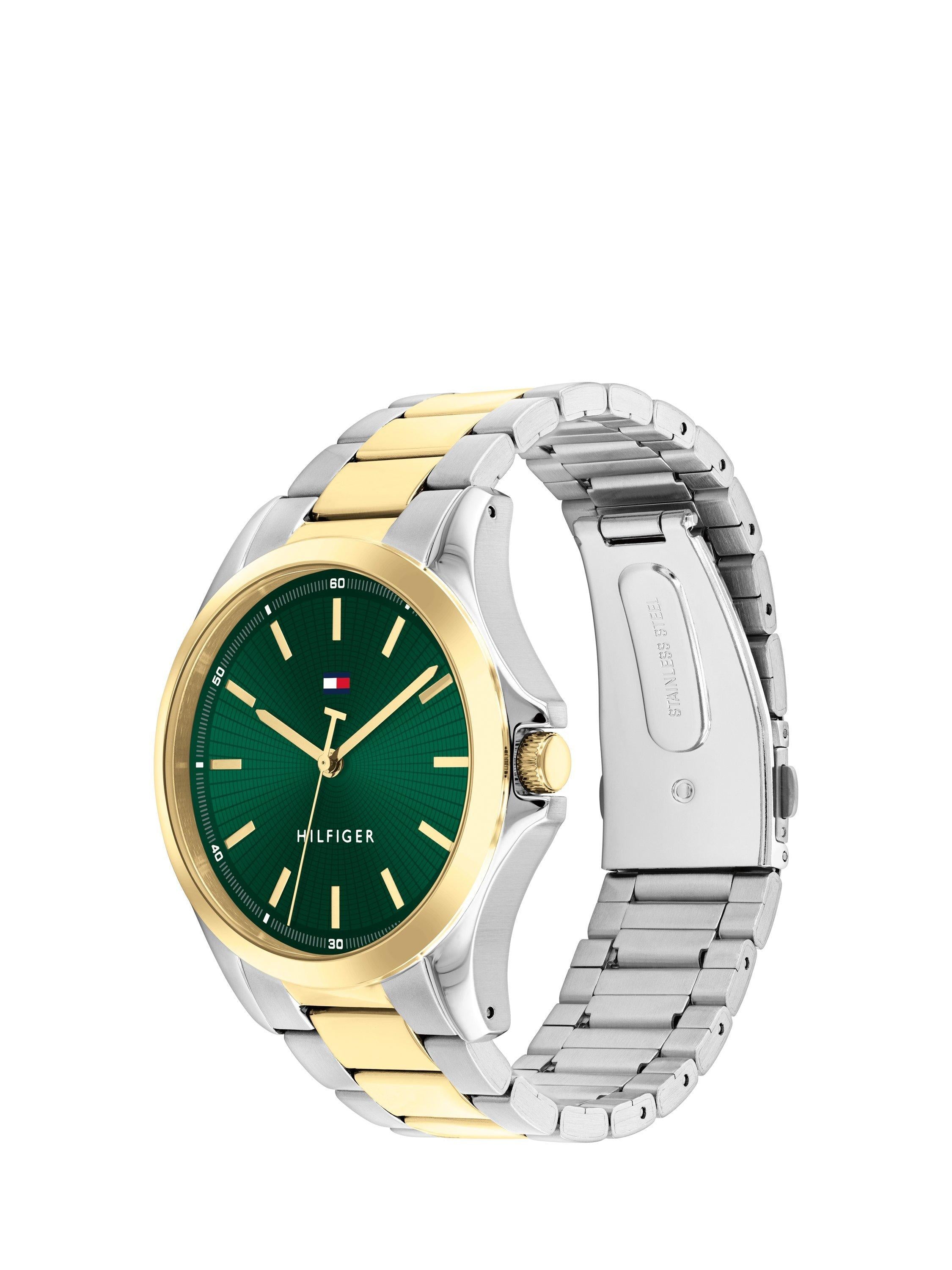 Tommy Hilfiger two-tone bracelet watch with emerald dial (British brand)