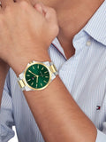 Tommy Hilfiger two-tone bracelet watch with emerald dial (British brand)