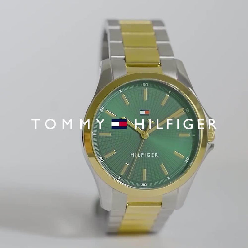 Tommy Hilfiger two-tone bracelet watch with emerald dial (British brand)