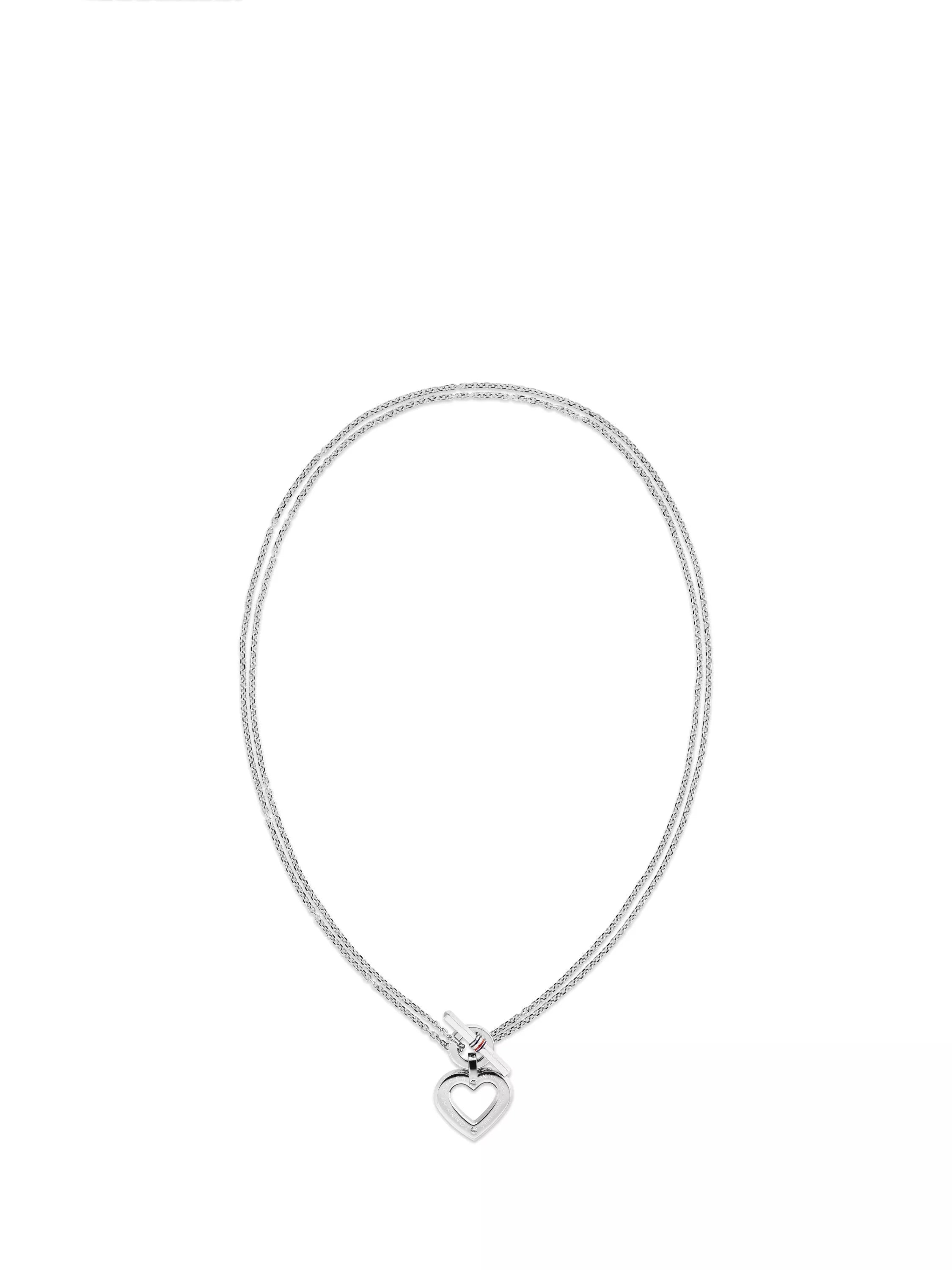Tommy Hilfiger heart pendant toggle necklace silver, imported from the UK
