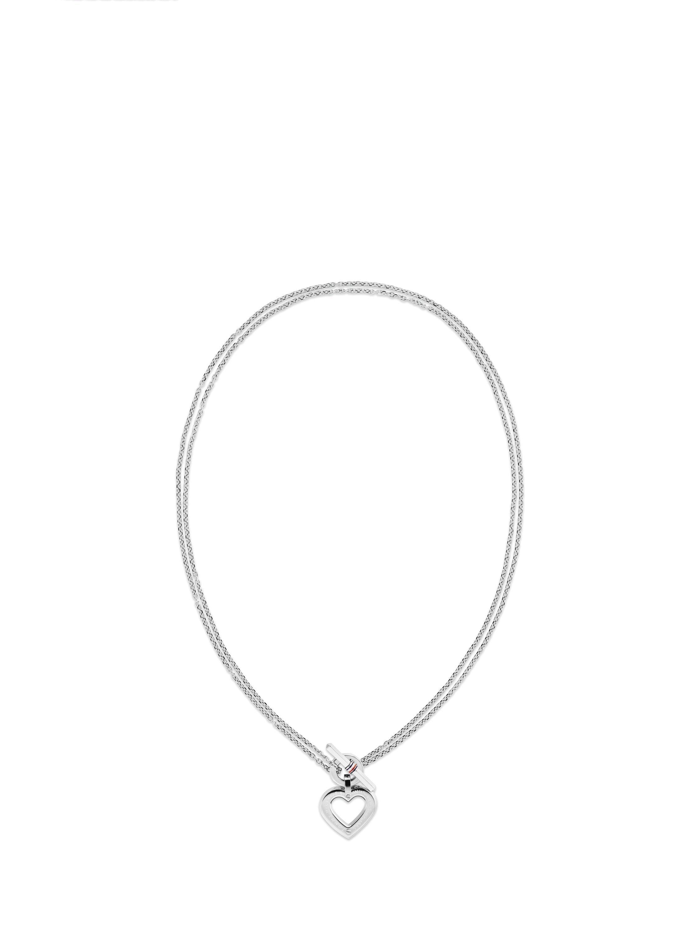 Tommy Hilfiger heart pendant toggle necklace silver, imported from the UK