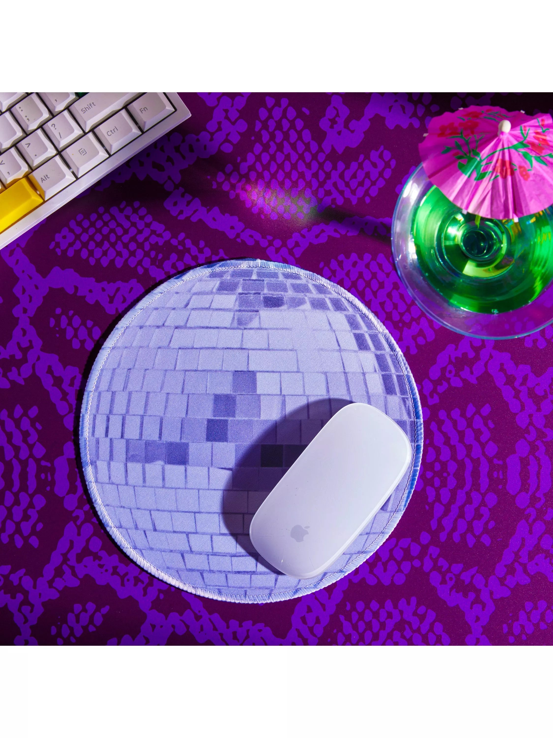 Mustard disco ball mouse mat silver 21cm, imported from the UK