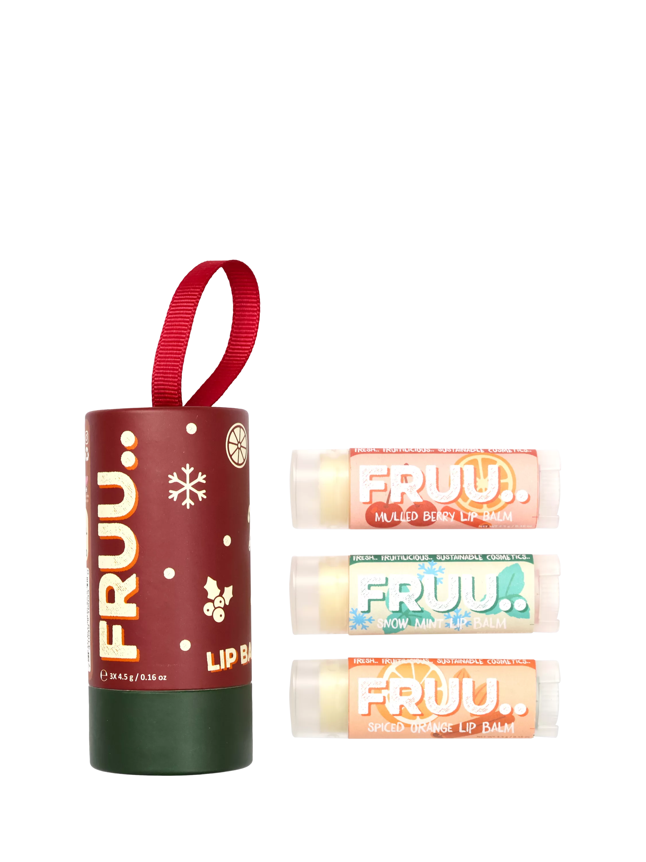 Fruu Frost & Spice lip balm gift set, British brand