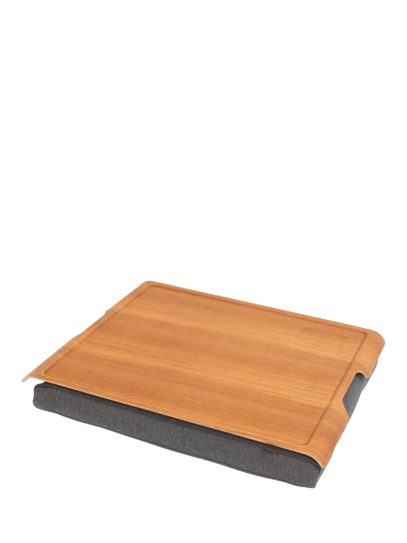 Bosign anti-slip teak veneer top lap tray 46cm, imported from the UK