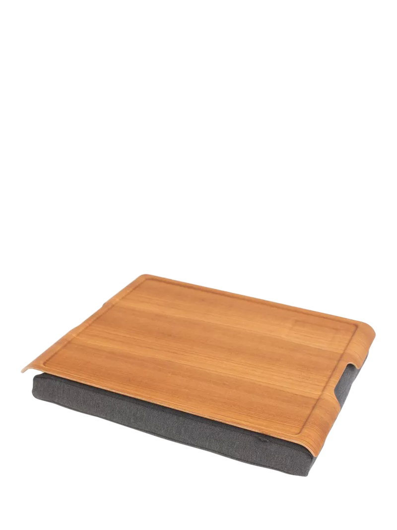 Bosign anti-slip teak veneer top lap tray 46cm, imported from the UK