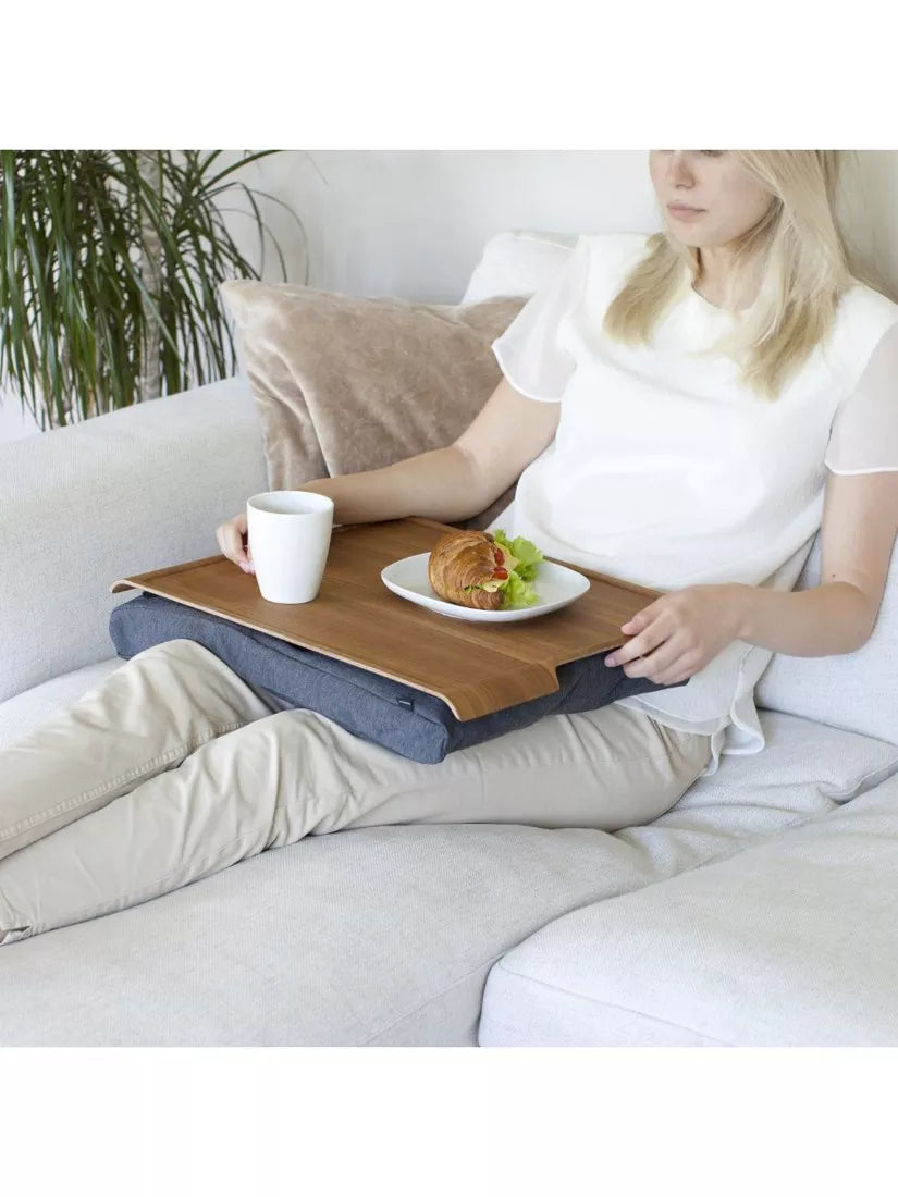 Bosign anti-slip teak veneer top lap tray 46cm, imported from the UK
