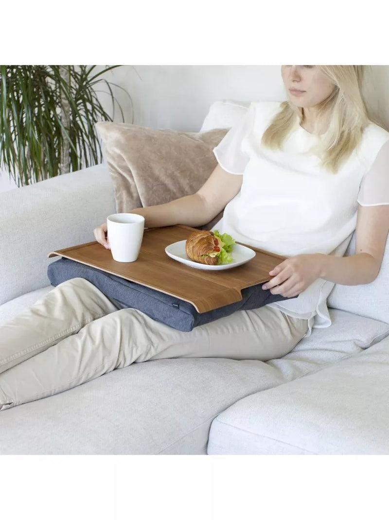 Bosign anti-slip teak veneer top lap tray 46cm, imported from the UK