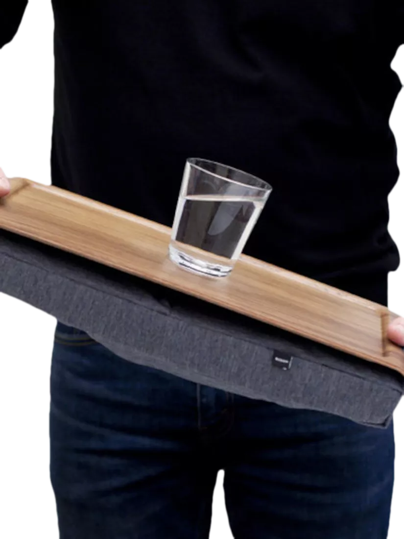 Bosign mini anti-slip walnut veneer lap tray 43cm, imported from the UK