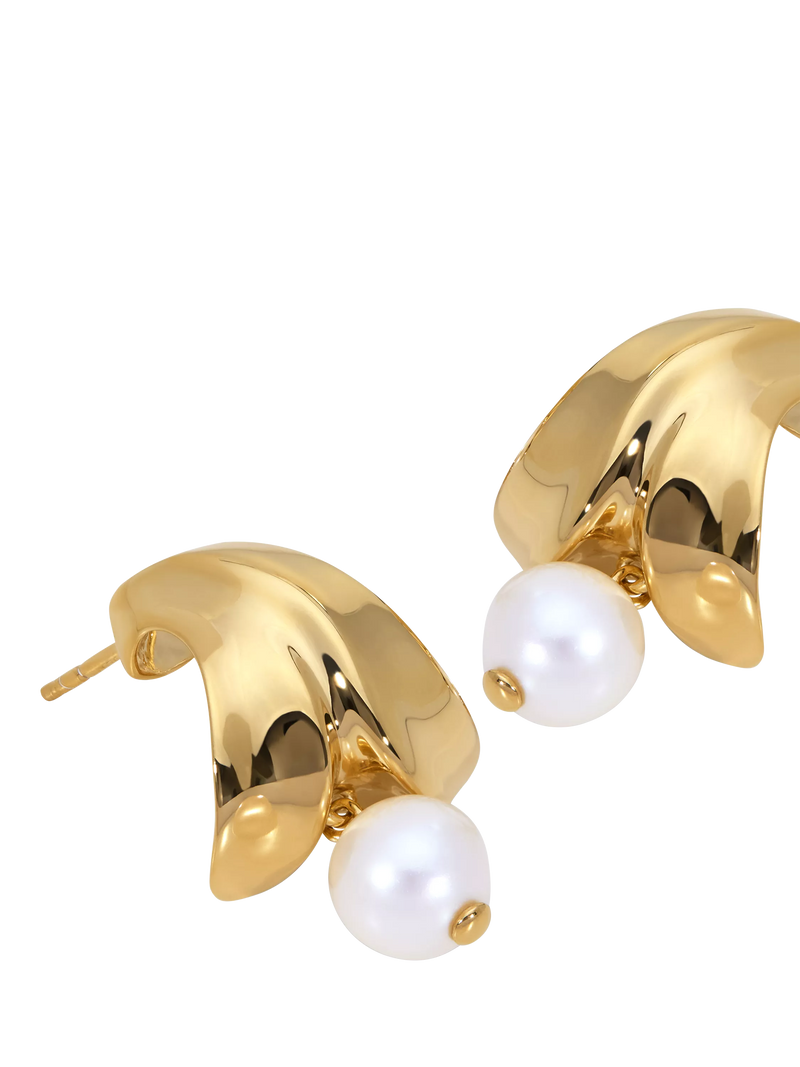 Monica Vinader Small Nomade Pearl earrings gold (British brand)