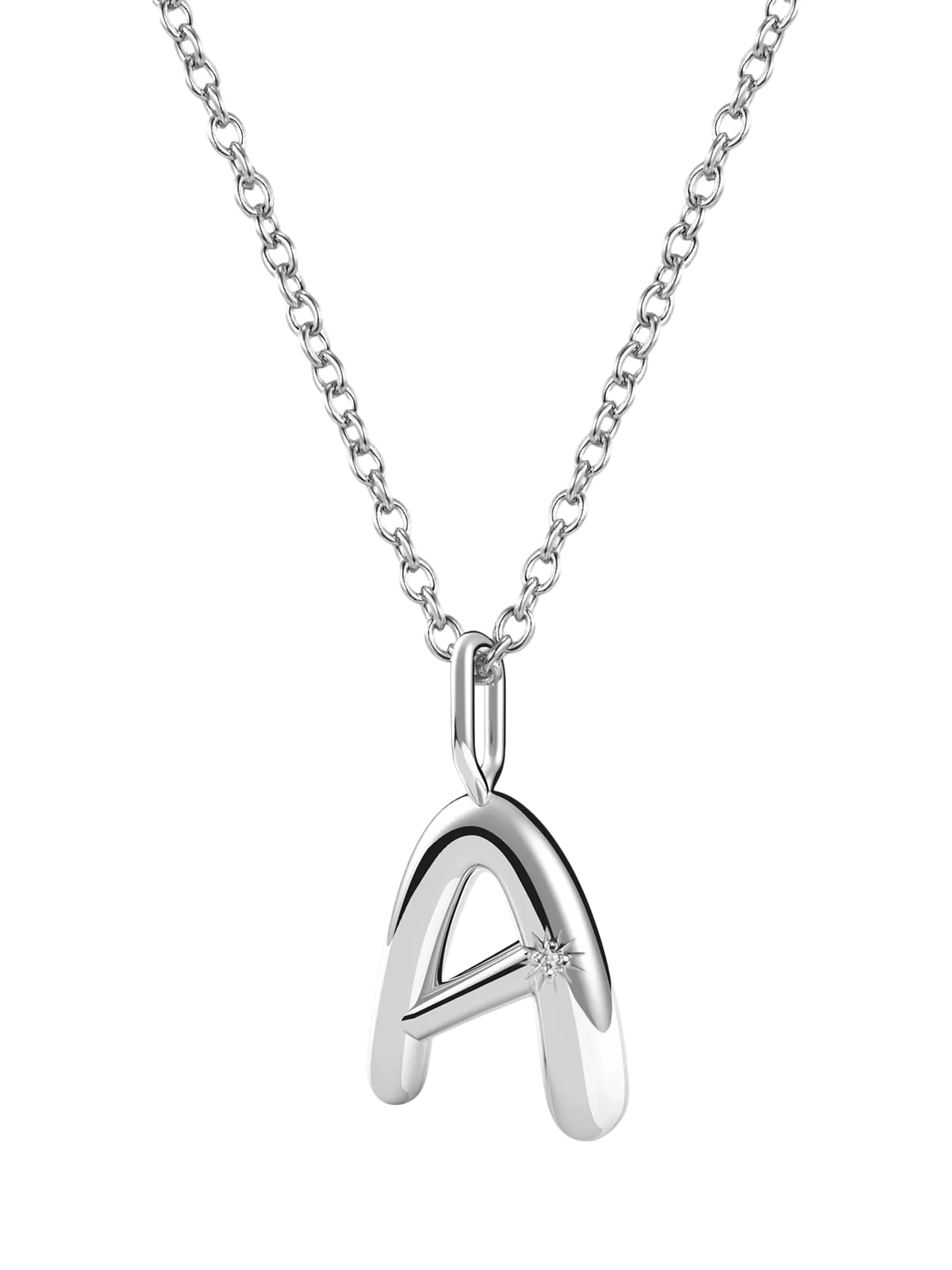DPT Antwerp diamond initial charm necklace silver, UK version