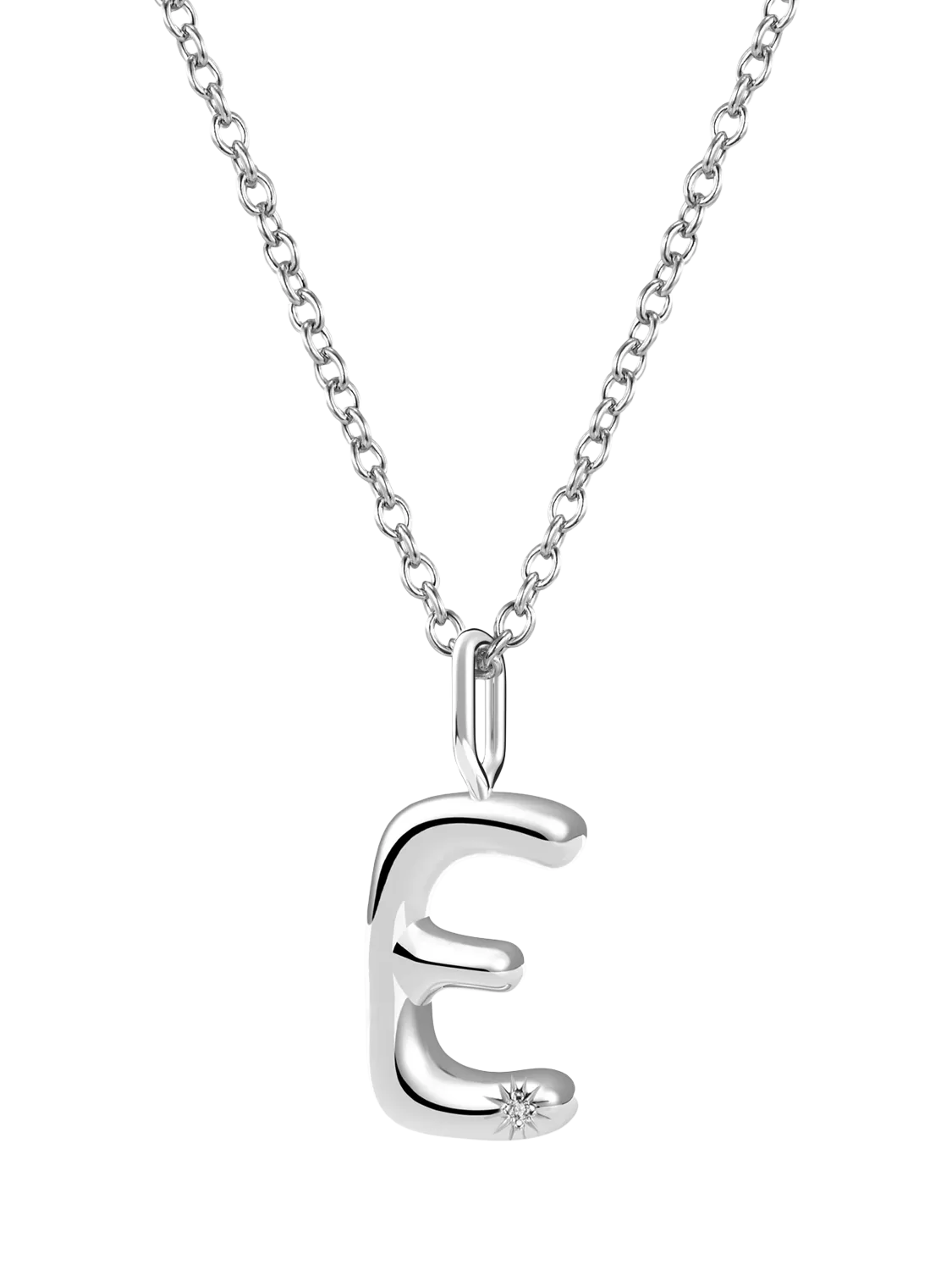 DPT Antwerp Diamond Initial Charm Necklace, Silver