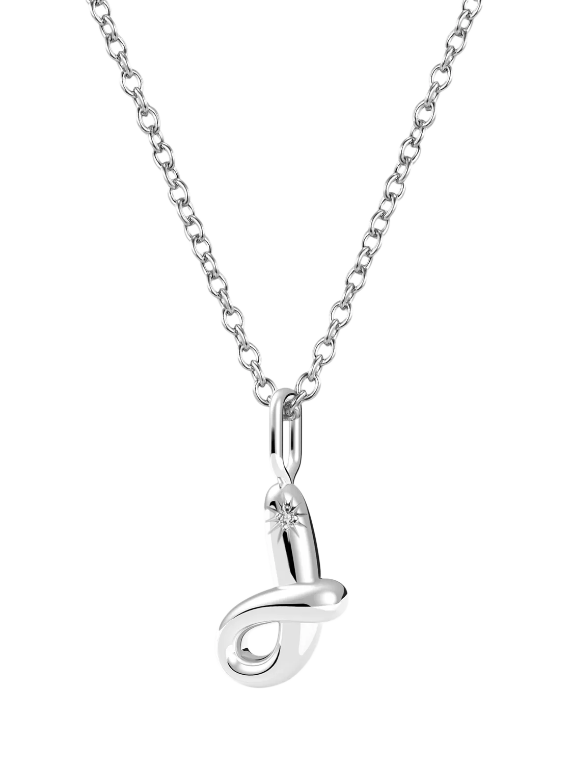 DPT Antwerp Diamond Initial Charm Necklace, Silver