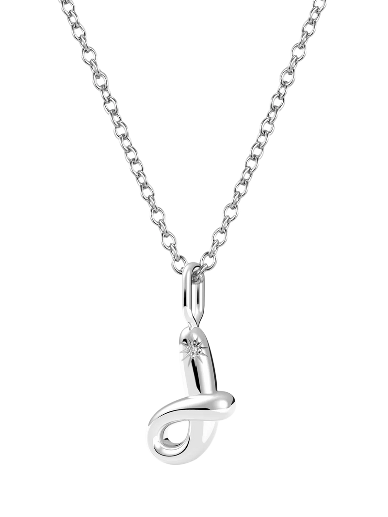 DPT Antwerp Diamond Initial Charm Necklace, Silver