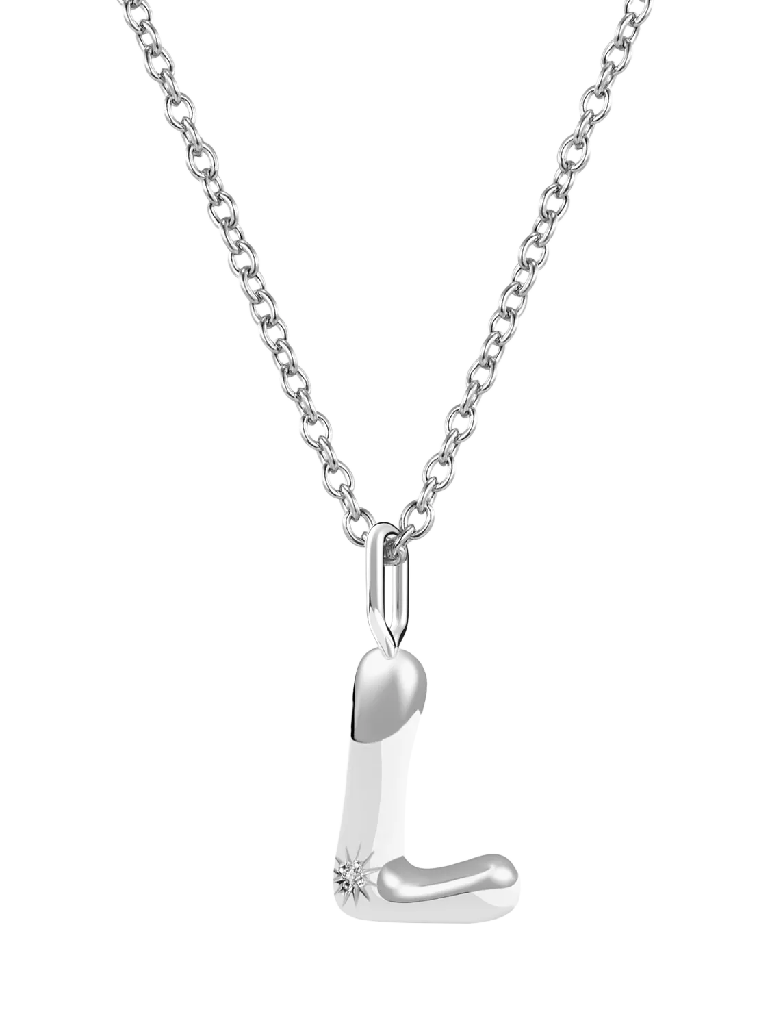 DPT Antwerp Diamond Initial Charm Necklace, Silver