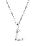 DPT Antwerp Diamond Initial Charm Necklace, Silver